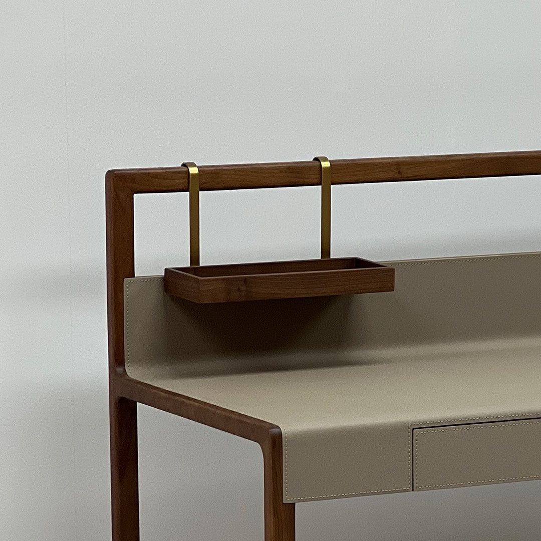 Dark walnut wooden desk by BEACON, JK-J12 office desk with a sleek, modern design and smooth finish.