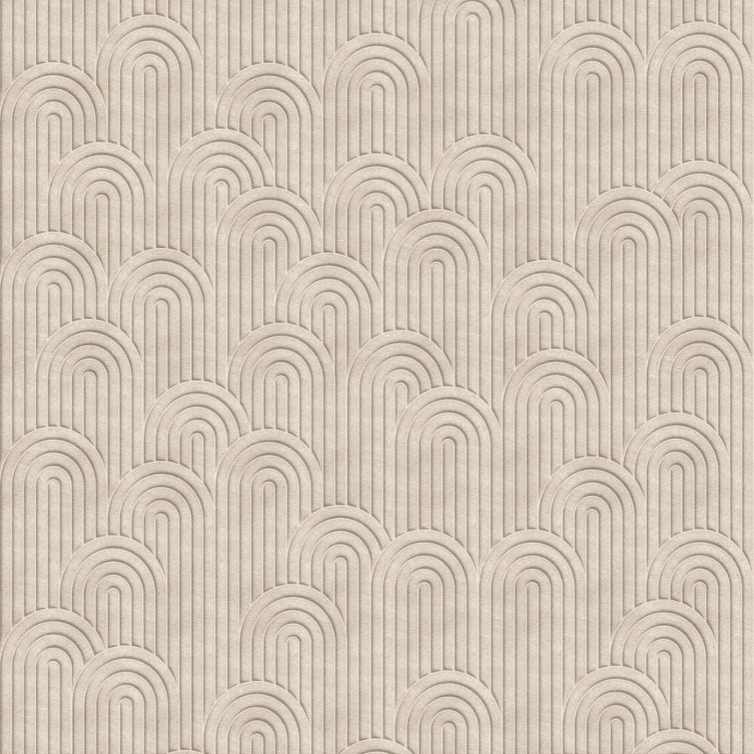 BEACON Deco Arch wallpaper in Desert Taupe color, showcasing a stylish geometric design for interior decor.