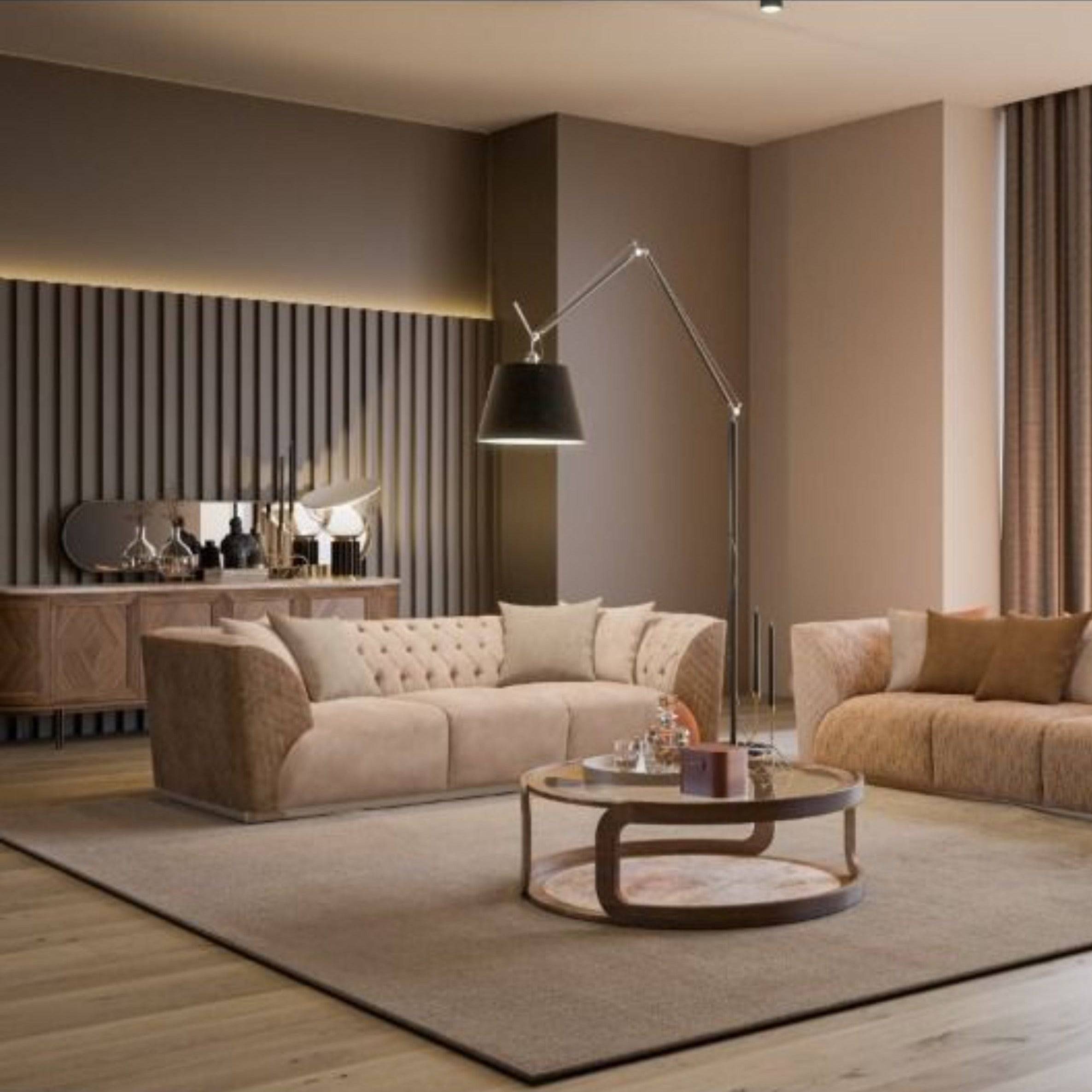 Delfina 3 Seater Sofa Delf-3S(Light Brown) -  Sofas | دلفينا صوفا 3 مقاعد - ebarza Furniture UAE | Shop Modern Furniture in Abu Dhabi & Dubai - مفروشات ايبازرا في الامارات | تسوق اثاث عصري وديكورات مميزة في دبي وابوظبي