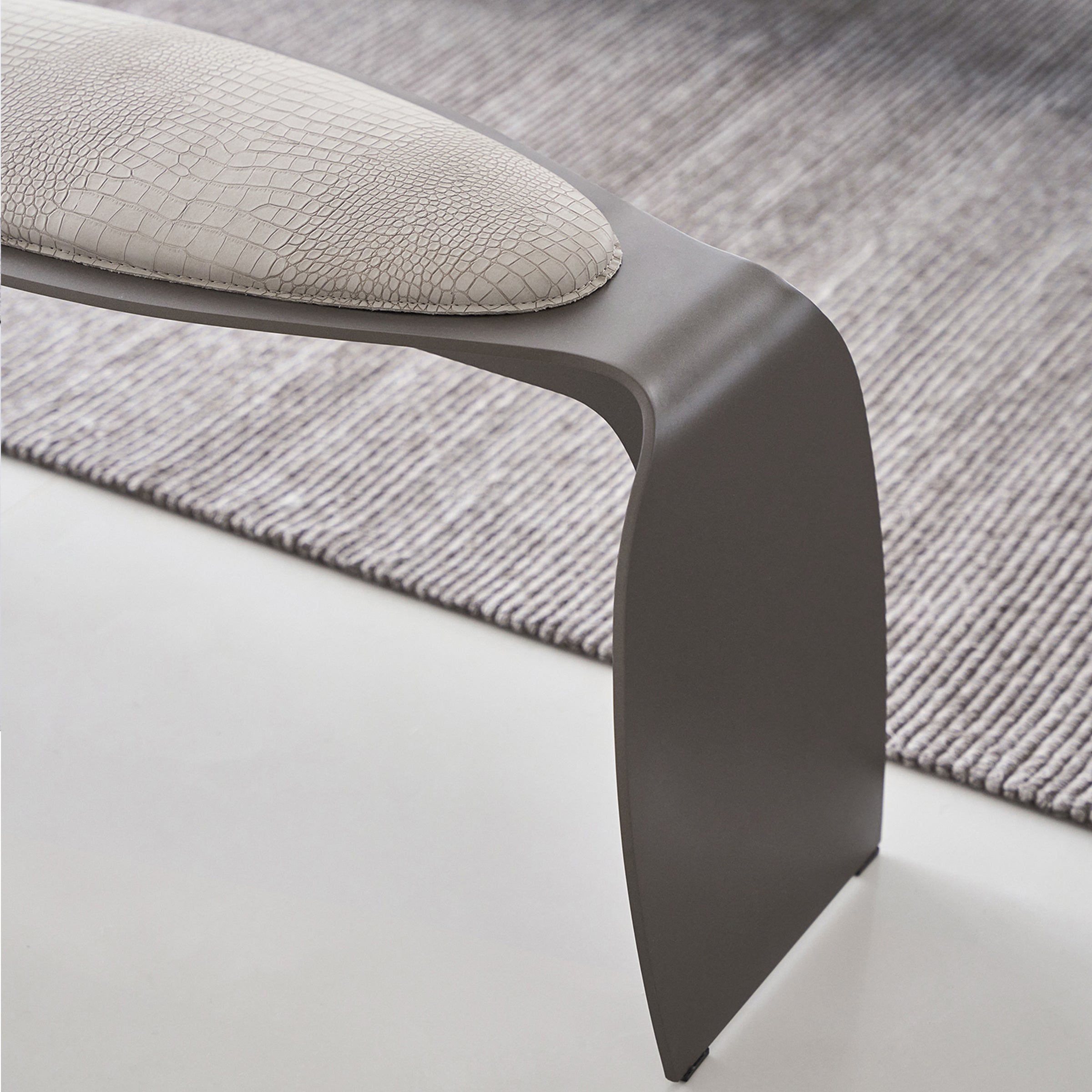 Desert Crocodile Bench AMBO- CD80163 by BEACON, a stylish wooden bench with a crocodile texture finish and sturdy legs.