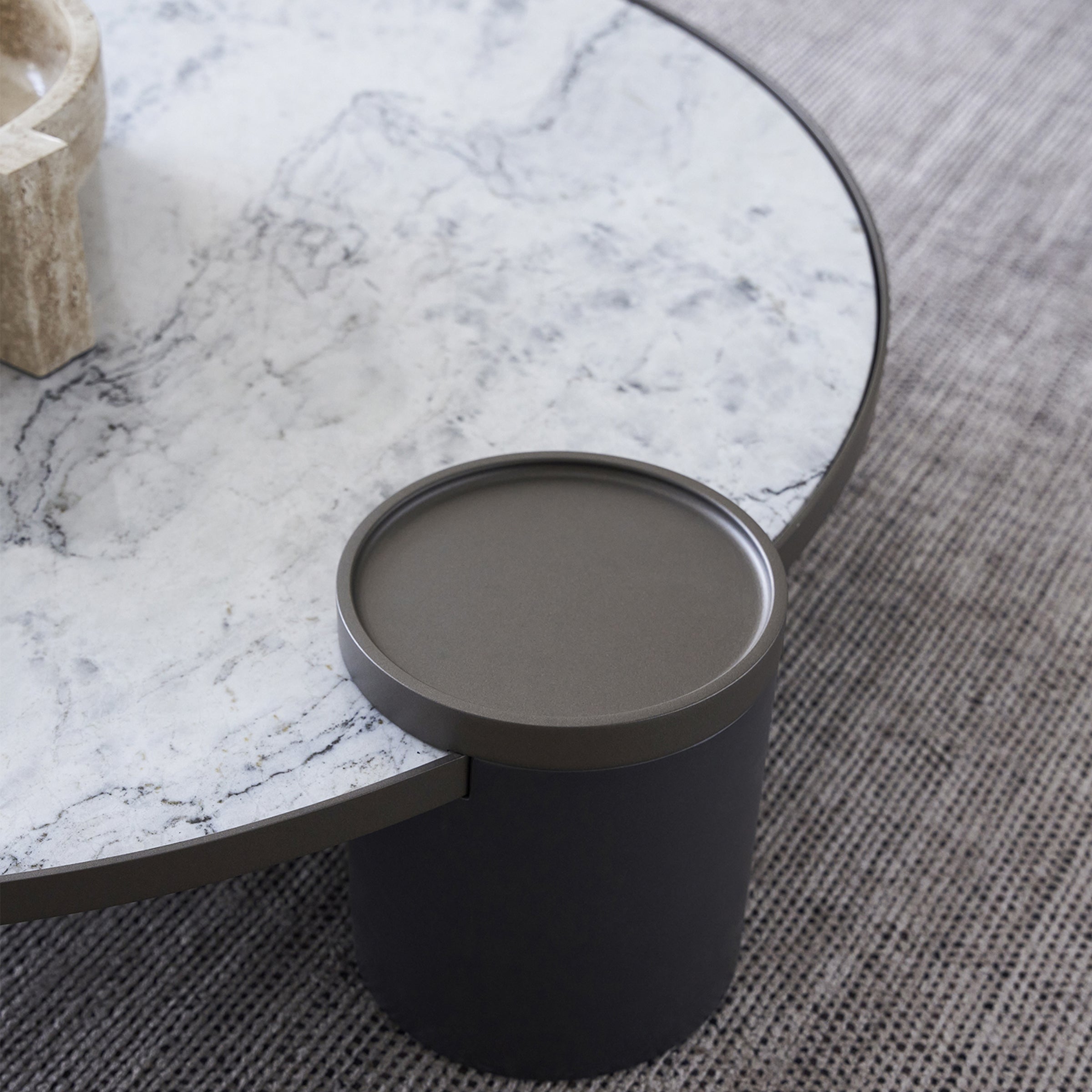 Display image of a desert marble coffee table by Beacon, showcasing its elegant marble surface and modern design.