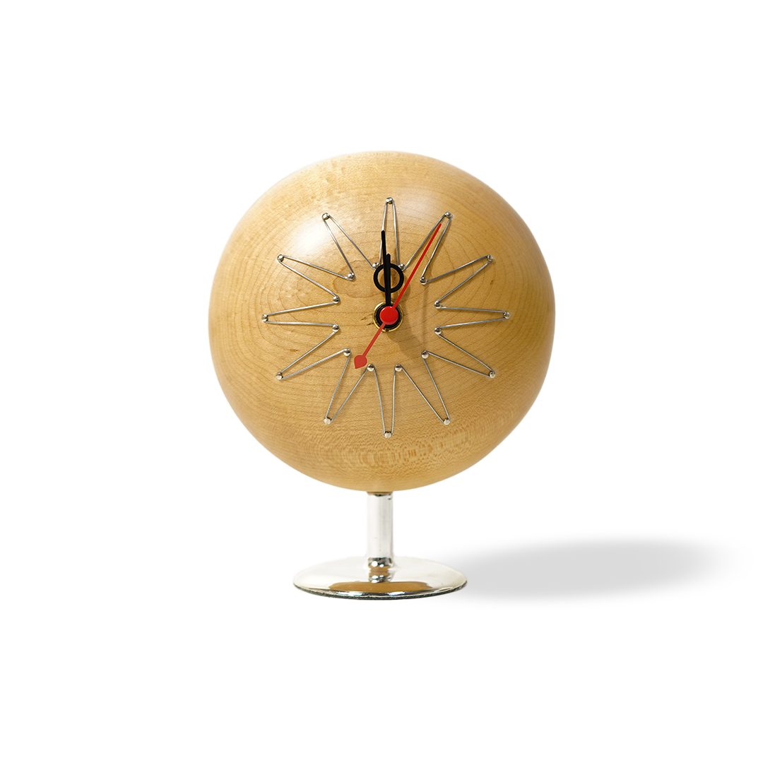 Beacon Civil Desk Clock CW13-N with a sleek round face and modern design, placed on a wooden desk.