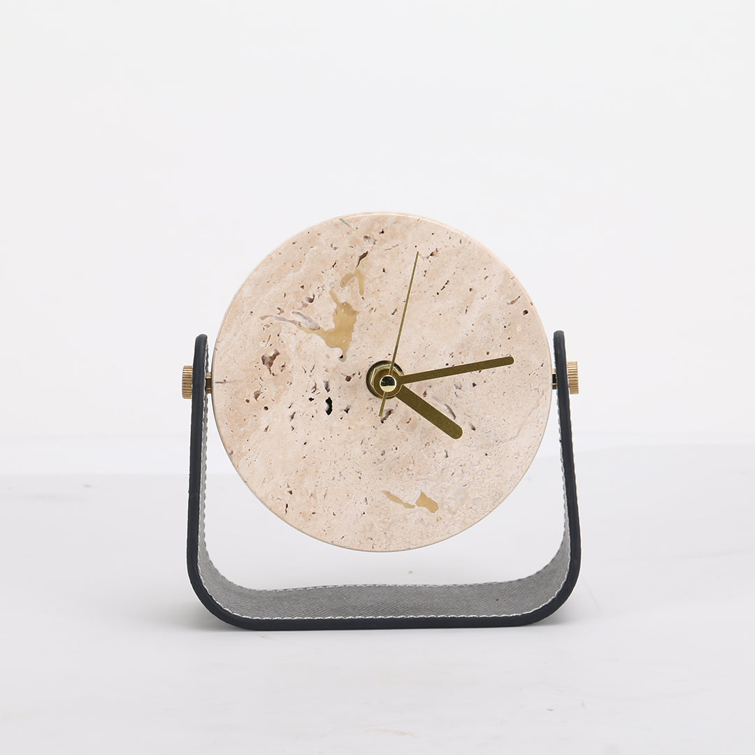 BEACON KQ3002B desktop clock with a modern design, featuring a round face and clear digital display on a workspace.