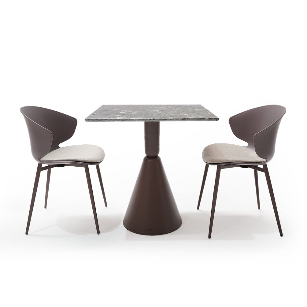 Coffee-colored BEACON dining chair with sleek design and wooden legs, ideal for modern dining rooms.
