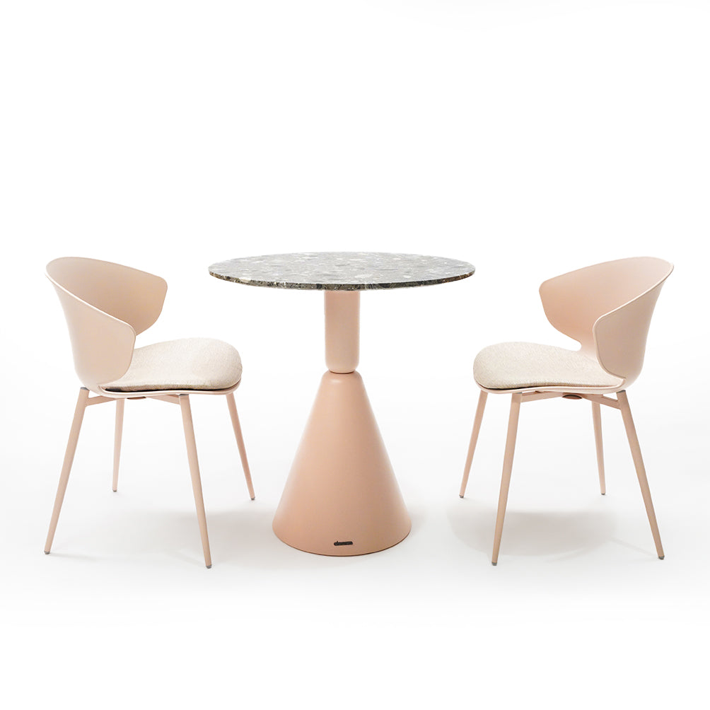 Pink BEACON dining chair with sleek, modern design and cushioned seat, perfect for contemporary dining rooms.