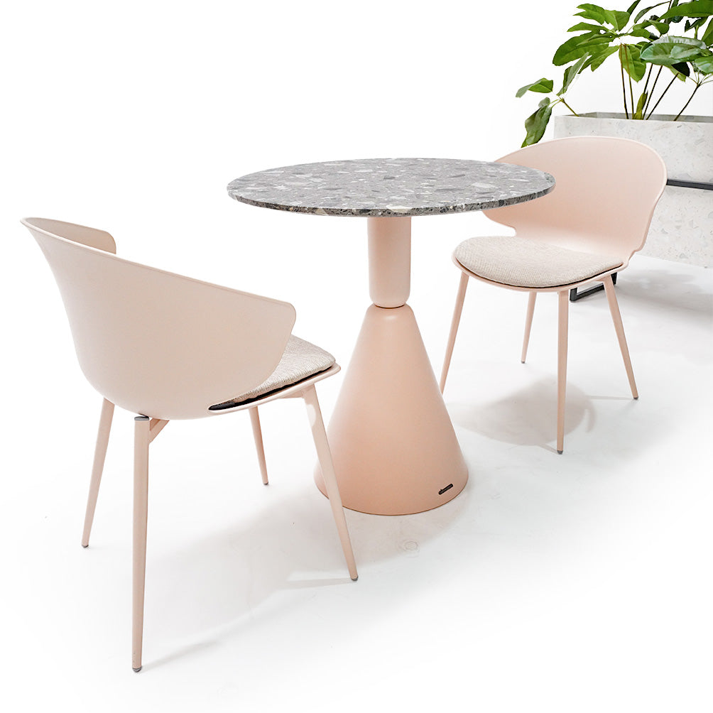 Pink BEACON 90Chair dining chair with sleek modern design, featuring a cushioned seat and wooden legs.