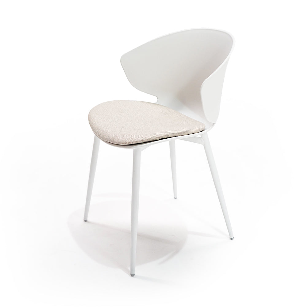White BEACON dining chair with sleek modern design, featuring a comfortable seat and sturdy frame.