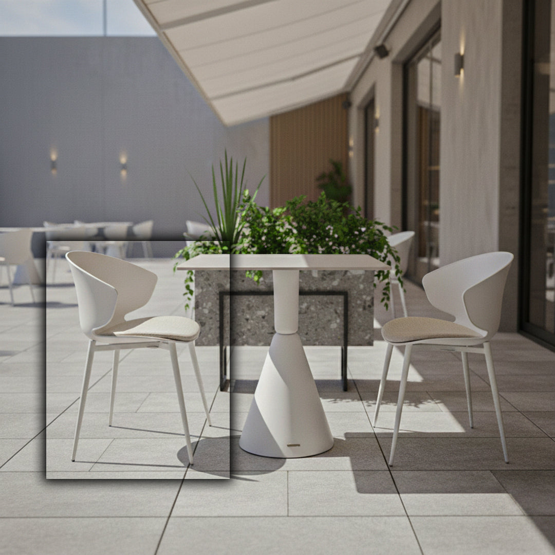 White BEACON 90Chair dining chair with sleek design, featuring a comfortable seat and modern style.