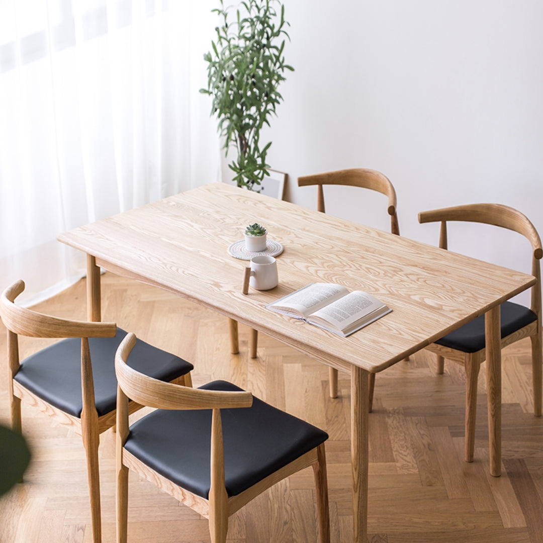 Dining Chair Solid Ash Wood And Genuine Leather Ws-021-N -  Chairs - ebarza Furniture UAE | Shop Modern Furniture in Abu Dhabi & Dubai - مفروشات ايبازرا في الامارات | تسوق اثاث عصري وديكورات مميزة في دبي وابوظبي