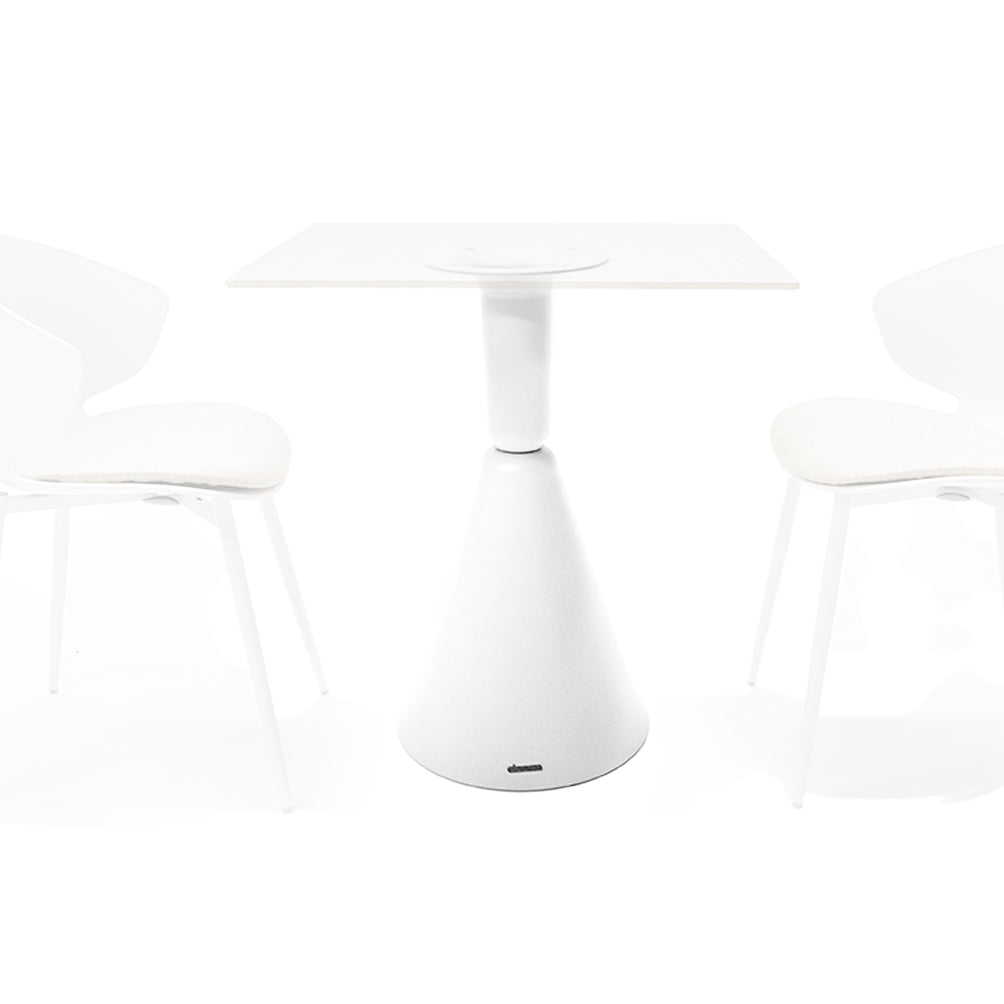 White 72cm BEACON dining table base 40BTB with sturdy metal construction for supporting round or rectangular tables.