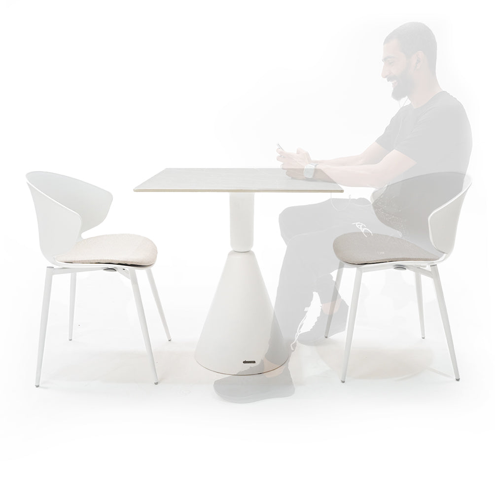 White 72cm BEACON dining table base featuring sturdy metal construction and a sleek design for supporting dining tables.