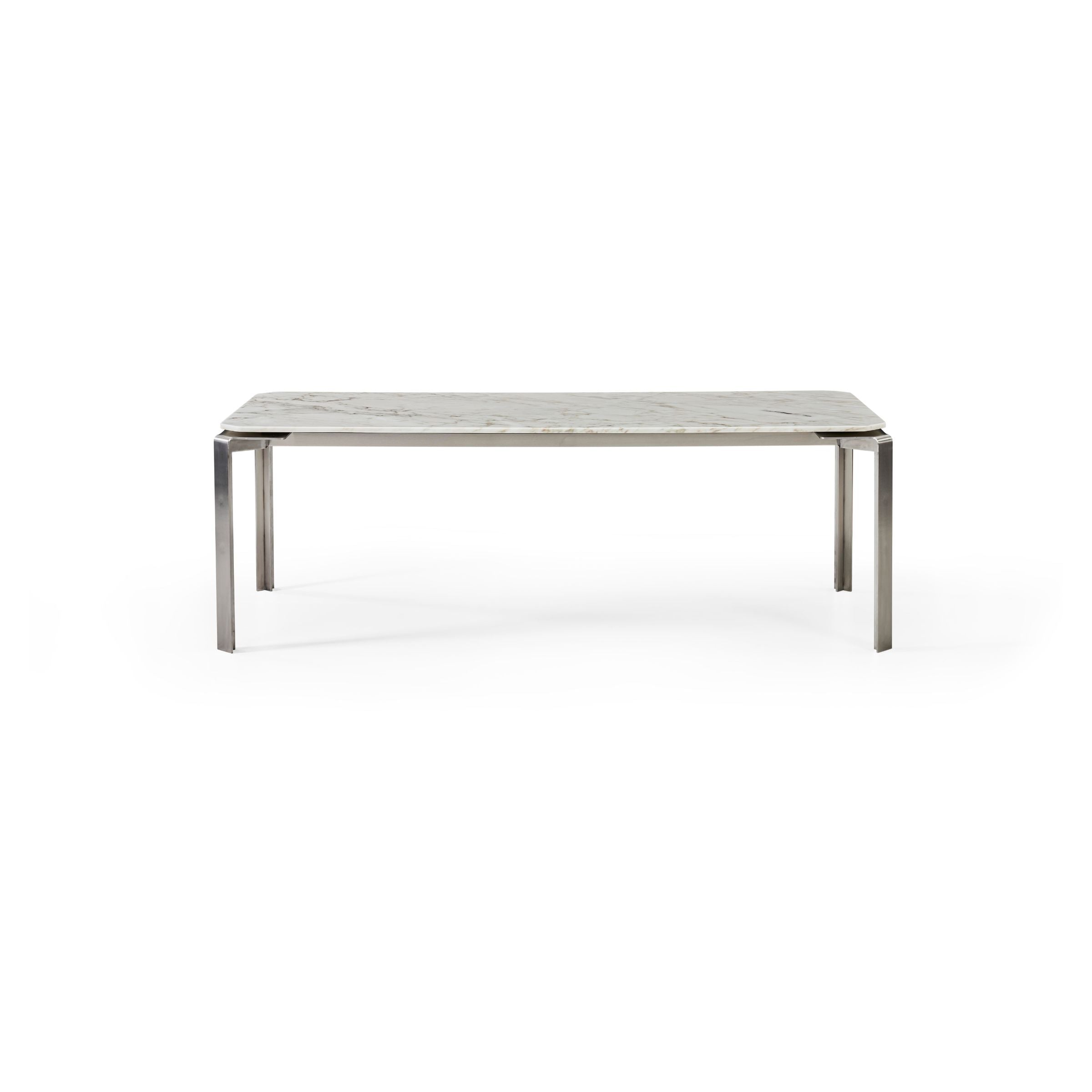 Dining Table Natural Stone Top Steel Leg - DT023 -  Dining Tables - ebarza Furniture UAE | Shop Modern Furniture in Abu Dhabi & Dubai - مفروشات ايبازرا في الامارات | تسوق اثاث عصري وديكورات مميزة في دبي وابوظبي