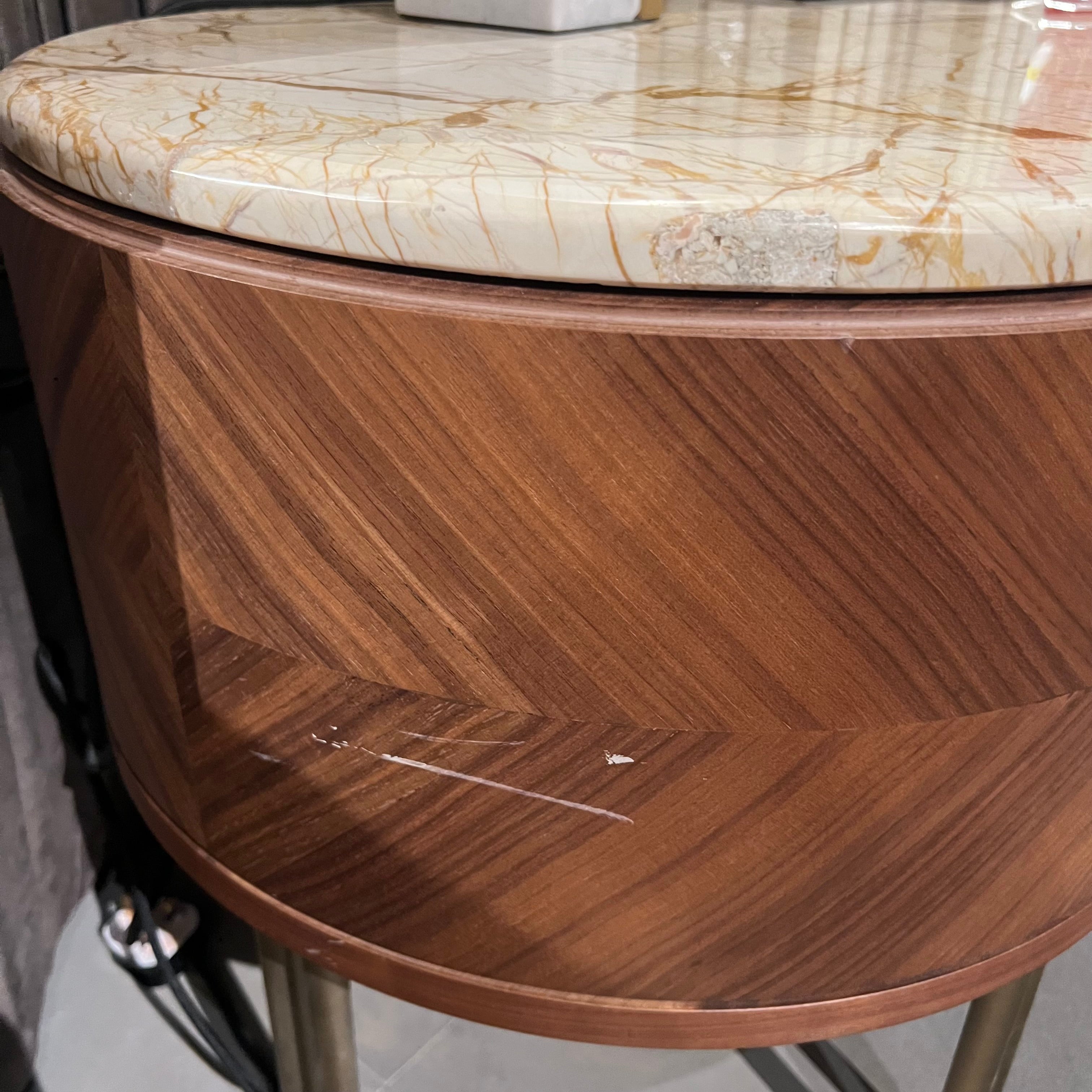 Display Item - 2X Eva Natural Marble Bedside Tables Eva-Side Nakheel -  DISPLAY ITEM - ebarza Furniture UAE | Shop Modern Furniture in Abu Dhabi & Dubai - مفروشات ايبازرا في الامارات | تسوق اثاث عصري وديكورات مميزة في دبي وابوظبي