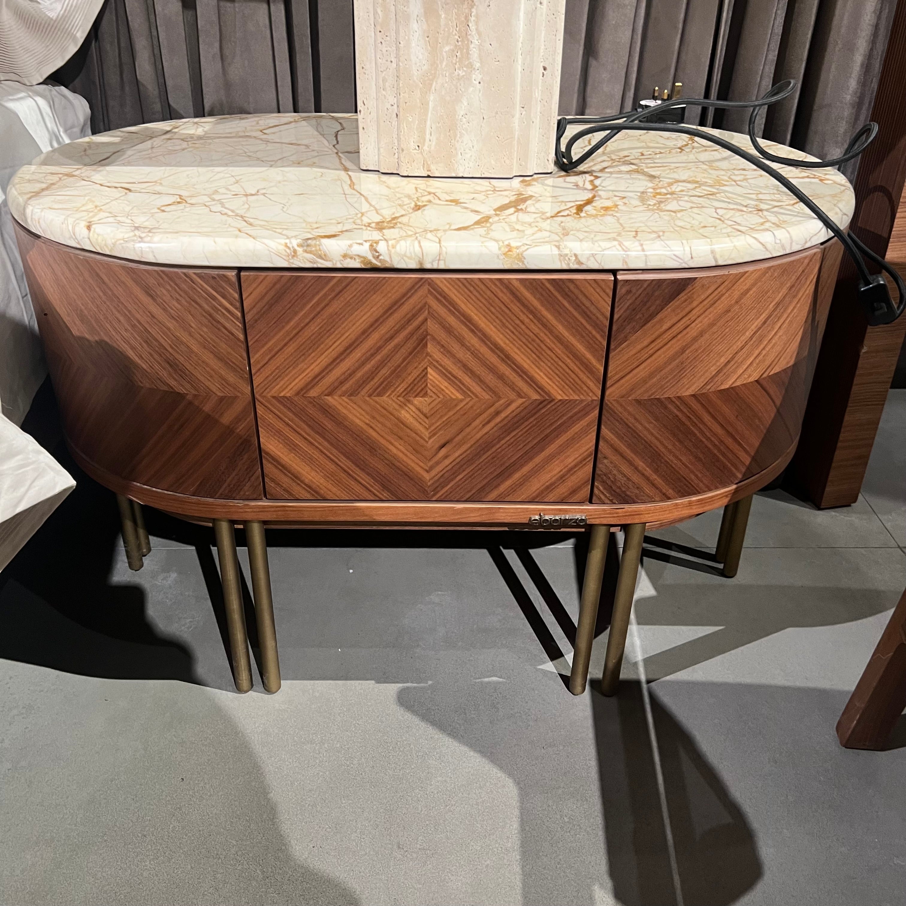 Display Item - 2X Eva Natural Marble Bedside Tables Eva-Side Nakheel -  DISPLAY ITEM - ebarza Furniture UAE | Shop Modern Furniture in Abu Dhabi & Dubai - مفروشات ايبازرا في الامارات | تسوق اثاث عصري وديكورات مميزة في دبي وابوظبي