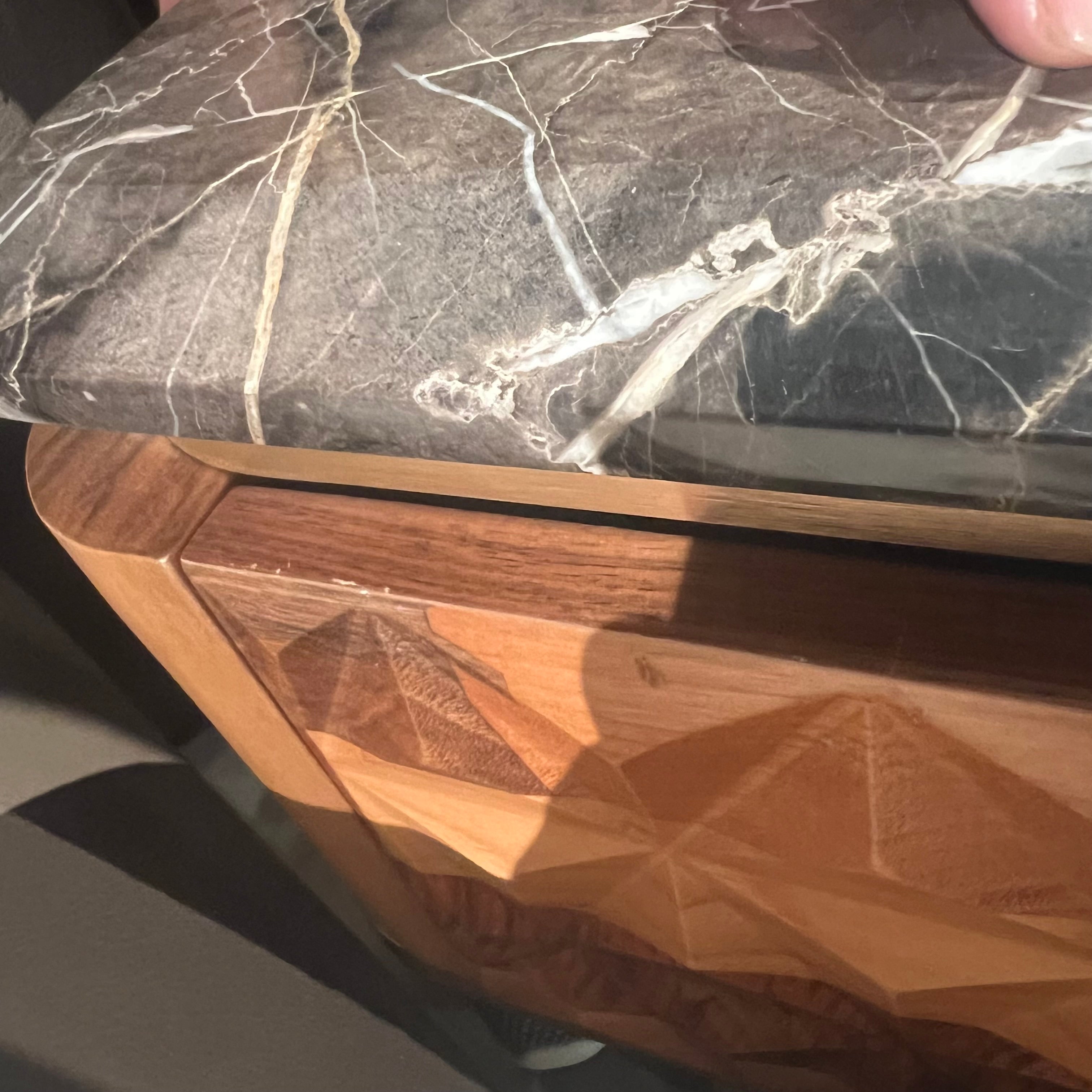Two Zen bedside tables by HOMAGE KOLTUK, displayed as a furniture display item with sleek design and natural wood finish.