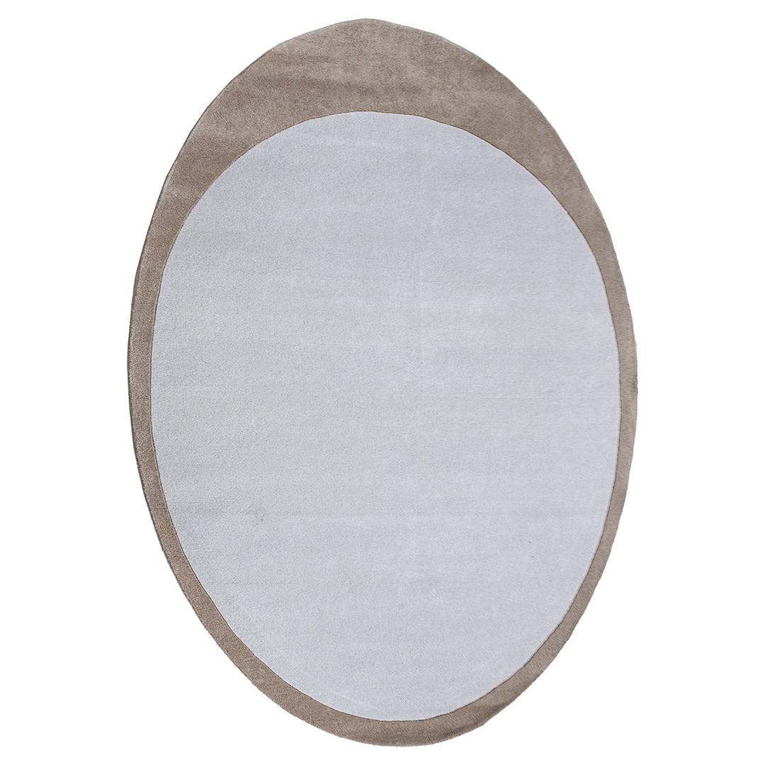 Round wool rug in beige and brown with a soft texture, size 500x350 cm, by Javi, model JH-22729.