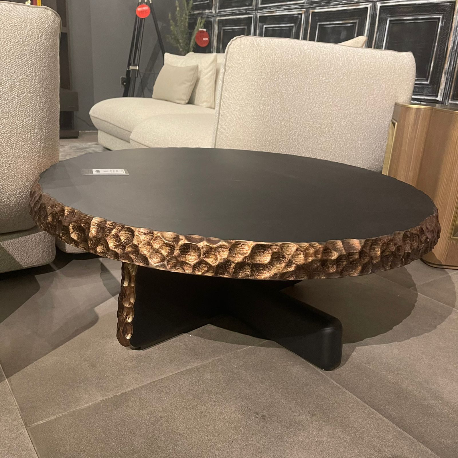 Alfa Round Center Table from TOGO HOME STYLE with modern gray finish, displayed as a stylish living room accent piece.