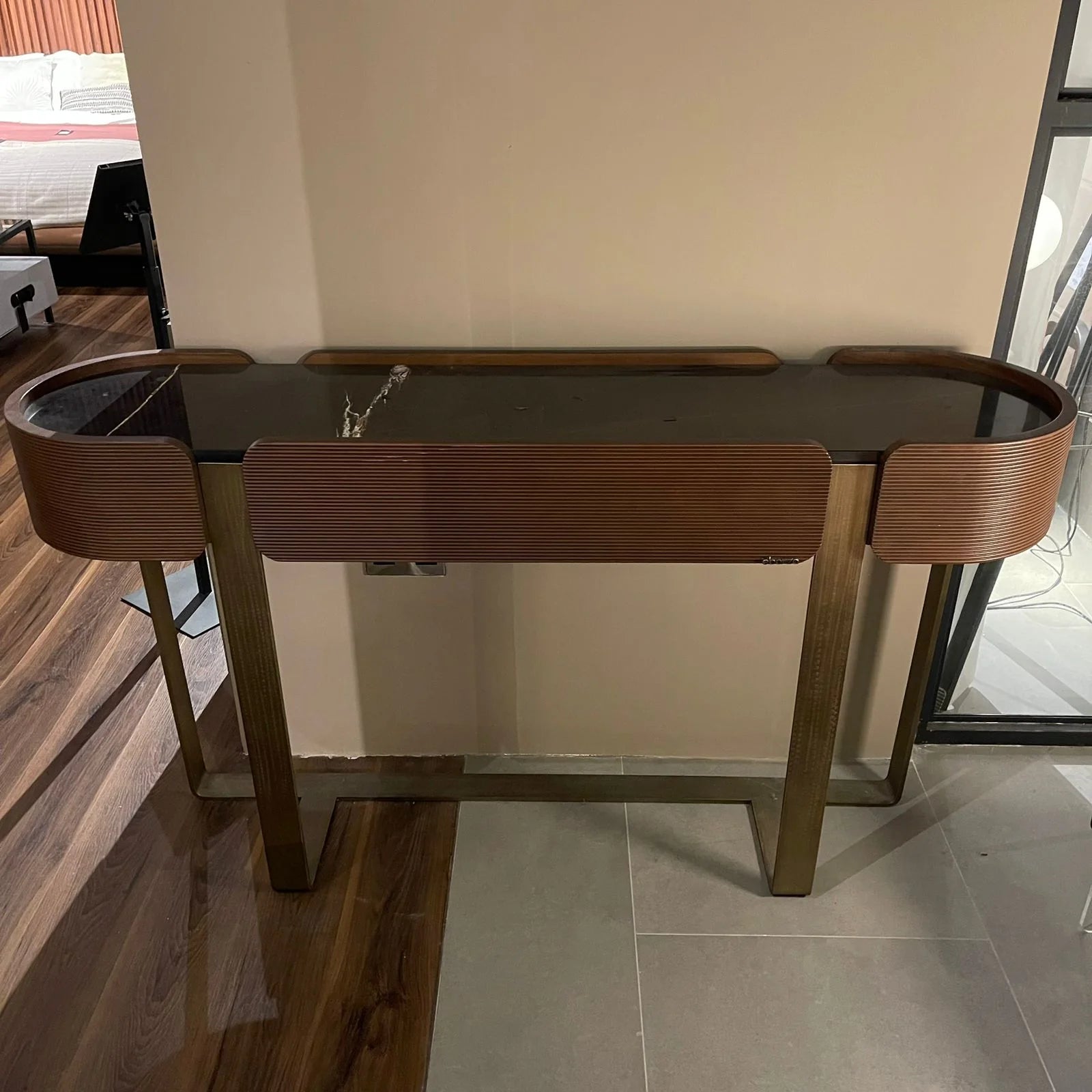 Amber dresser from Loda Furniture, model Ambrdr-041, showcasing a stylish wooden storage piece with a warm amber finish.