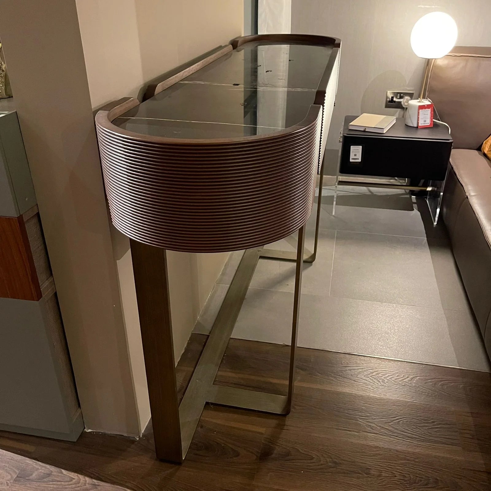 Display image of LODA Furniture Amber Dresser Ambrdr-041 with a warm wooden finish, showcasing its sleek design and modern style.