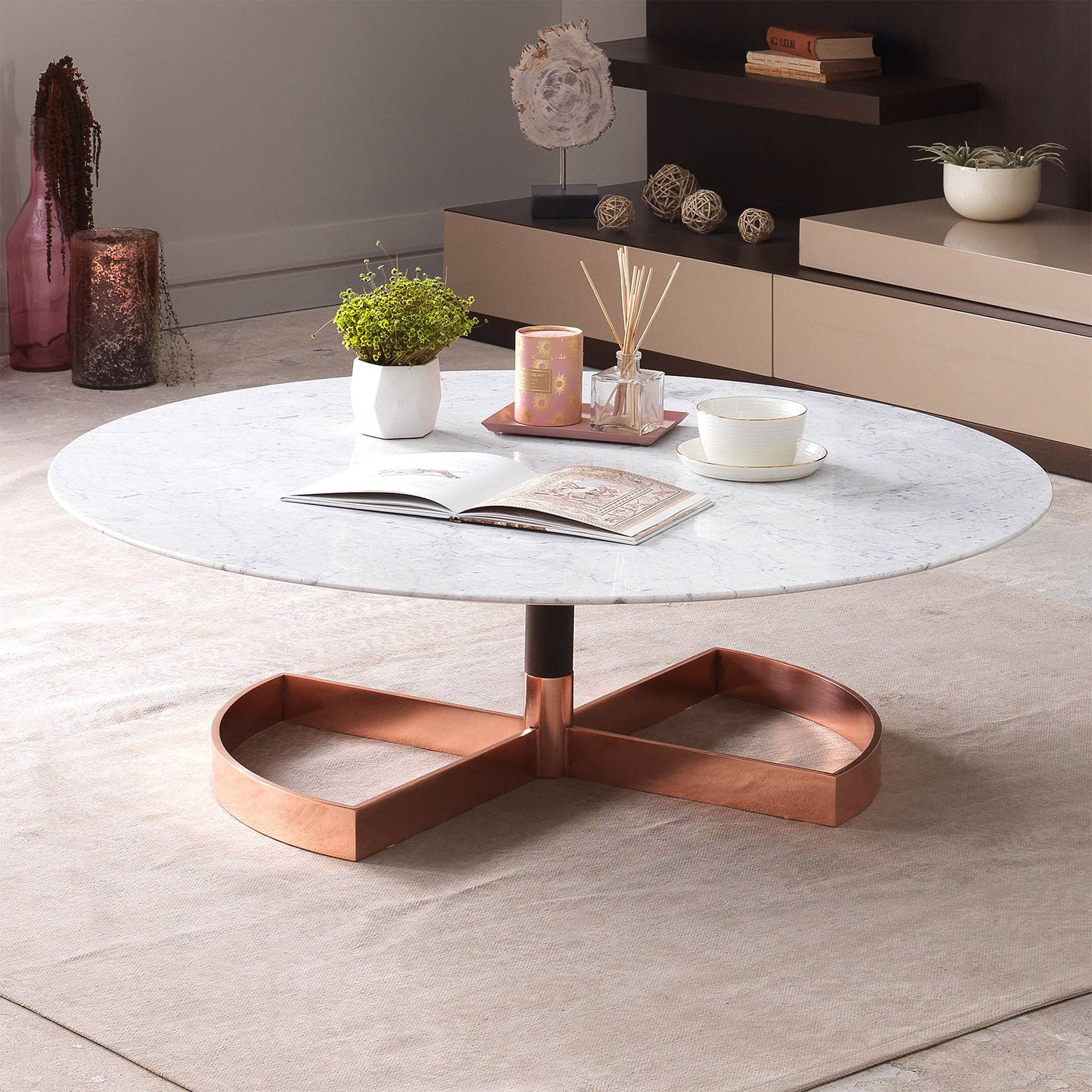 Antares Center Table by LODA Furniture, display item with sleek wood finish and modern design, model Antares-001YAS.