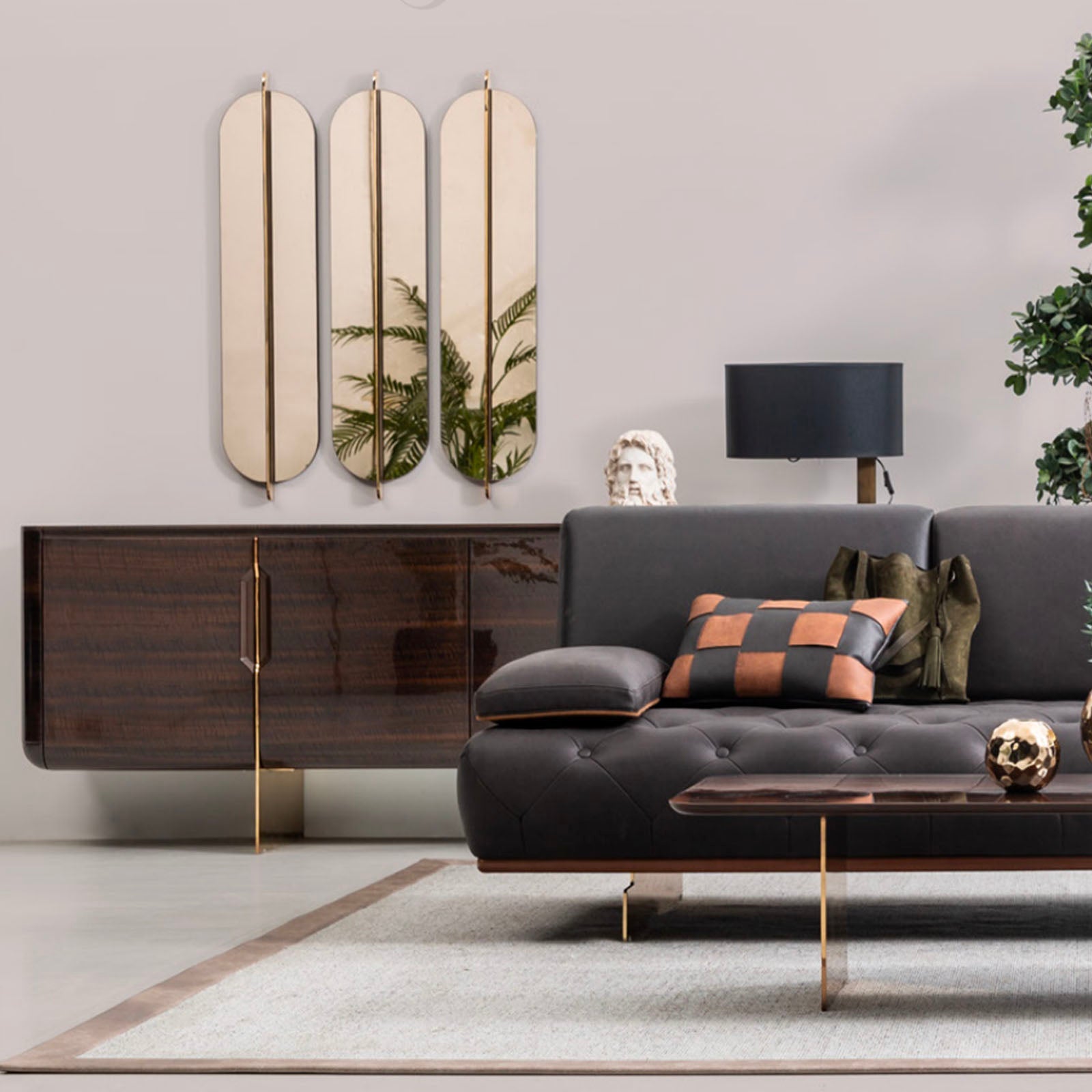Saloni Arpage sideboard with sleek wood finish and modern design, featuring multiple storage compartments and a smooth surface.