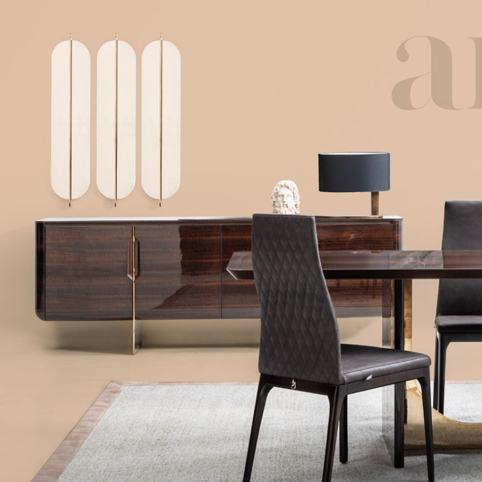 Saloni Arpage sideboard with sleek wood finish and modern design, featuring multiple storage compartments and minimalist style.