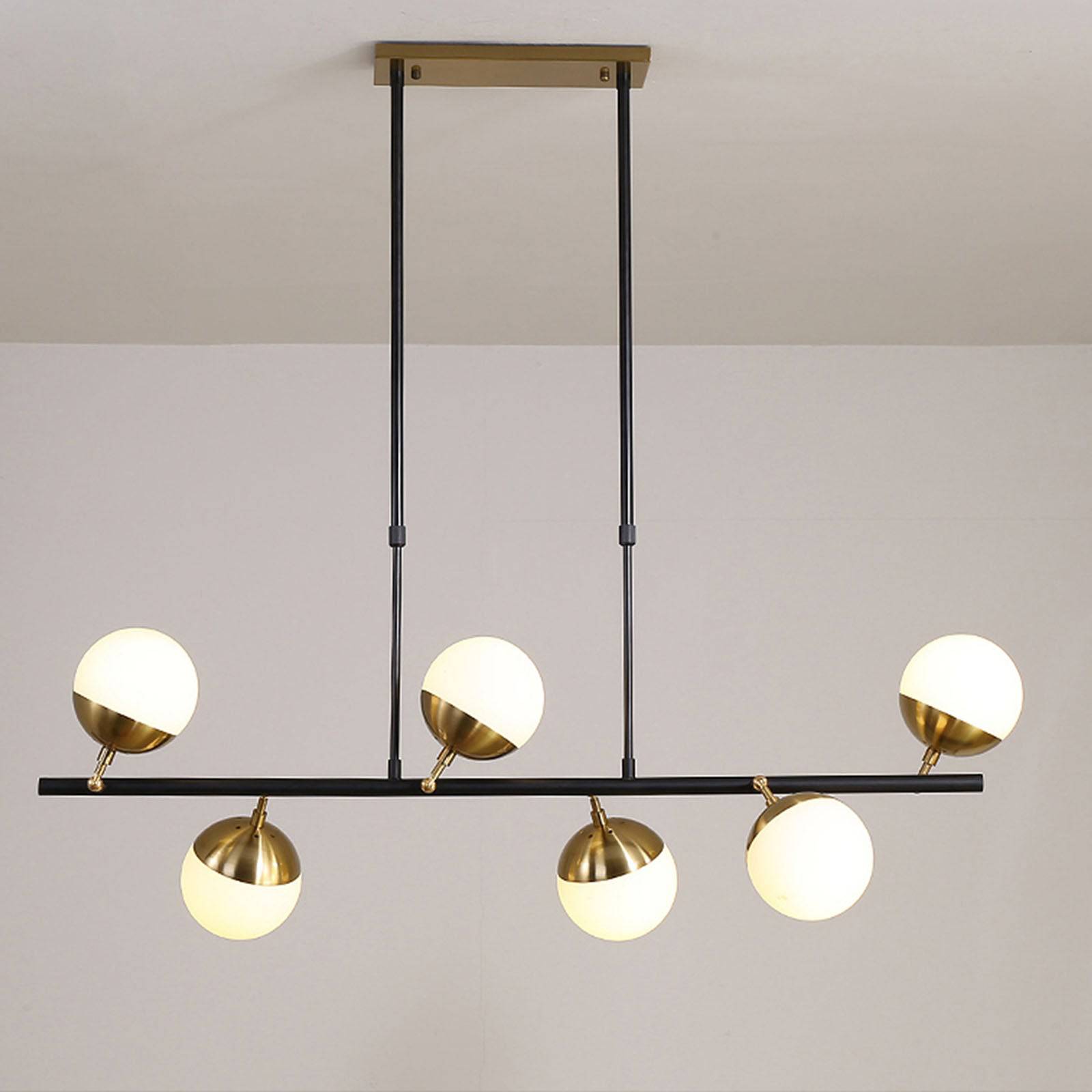 Display of the Arvika 6 Heads Pendant Lamp by Beacon, showcasing its modern design and multiple hanging light fixtures.