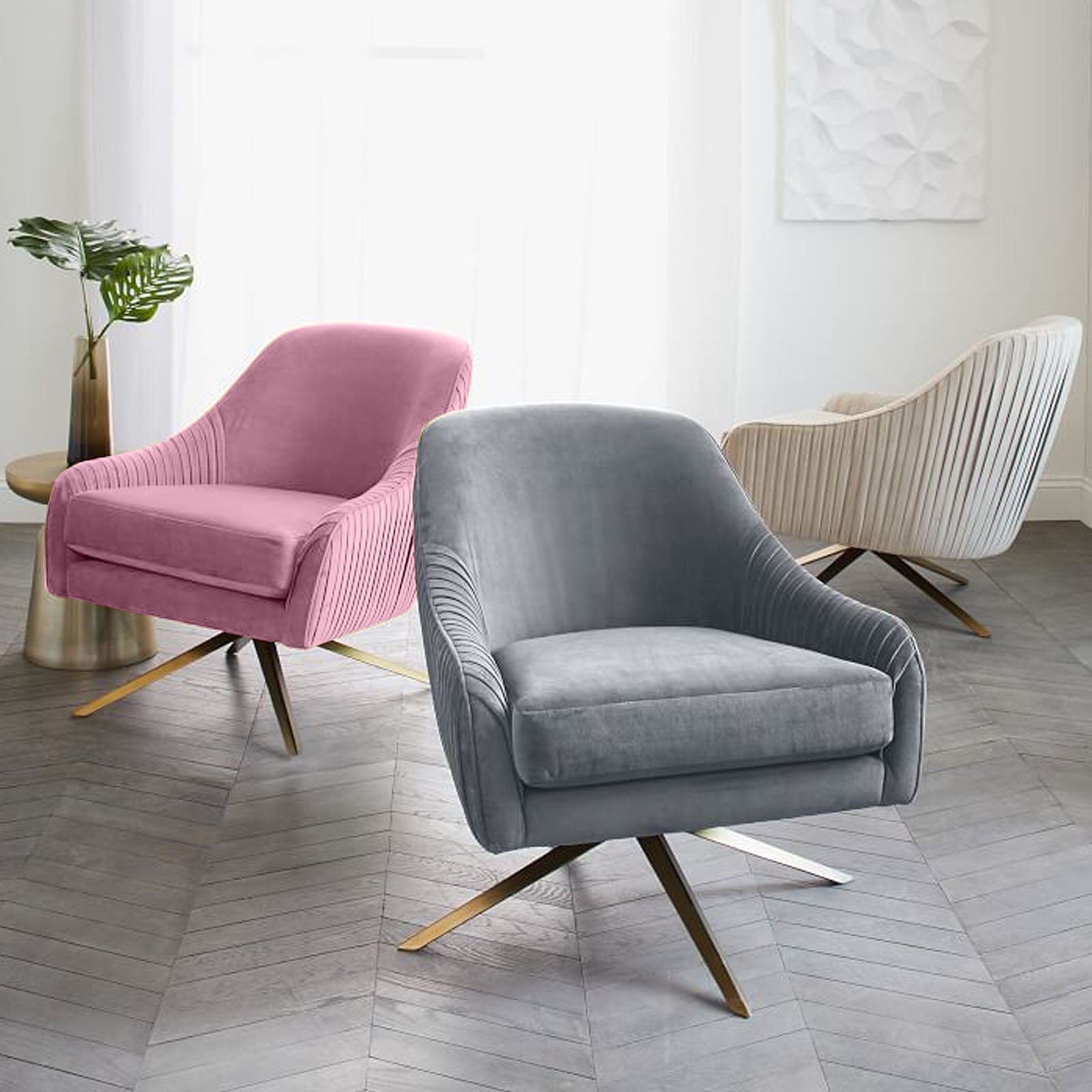 Display of Bergen Lounge Chair by Beacon in Nakheel fabric, showcasing modern design and plush seating.