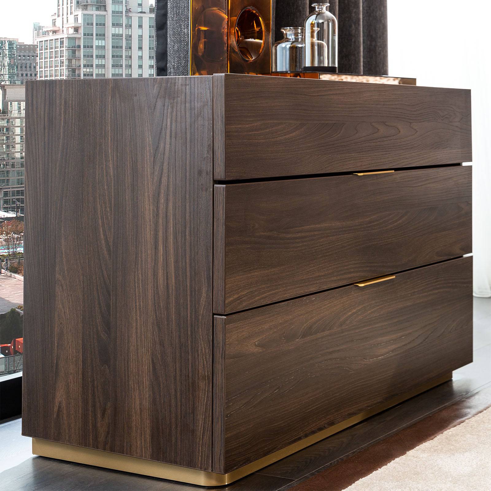 Bolivia dresser and mirror by SALONI featuring a modern wooden dresser with a matching mirror, stylish and functional bedroom furniture.