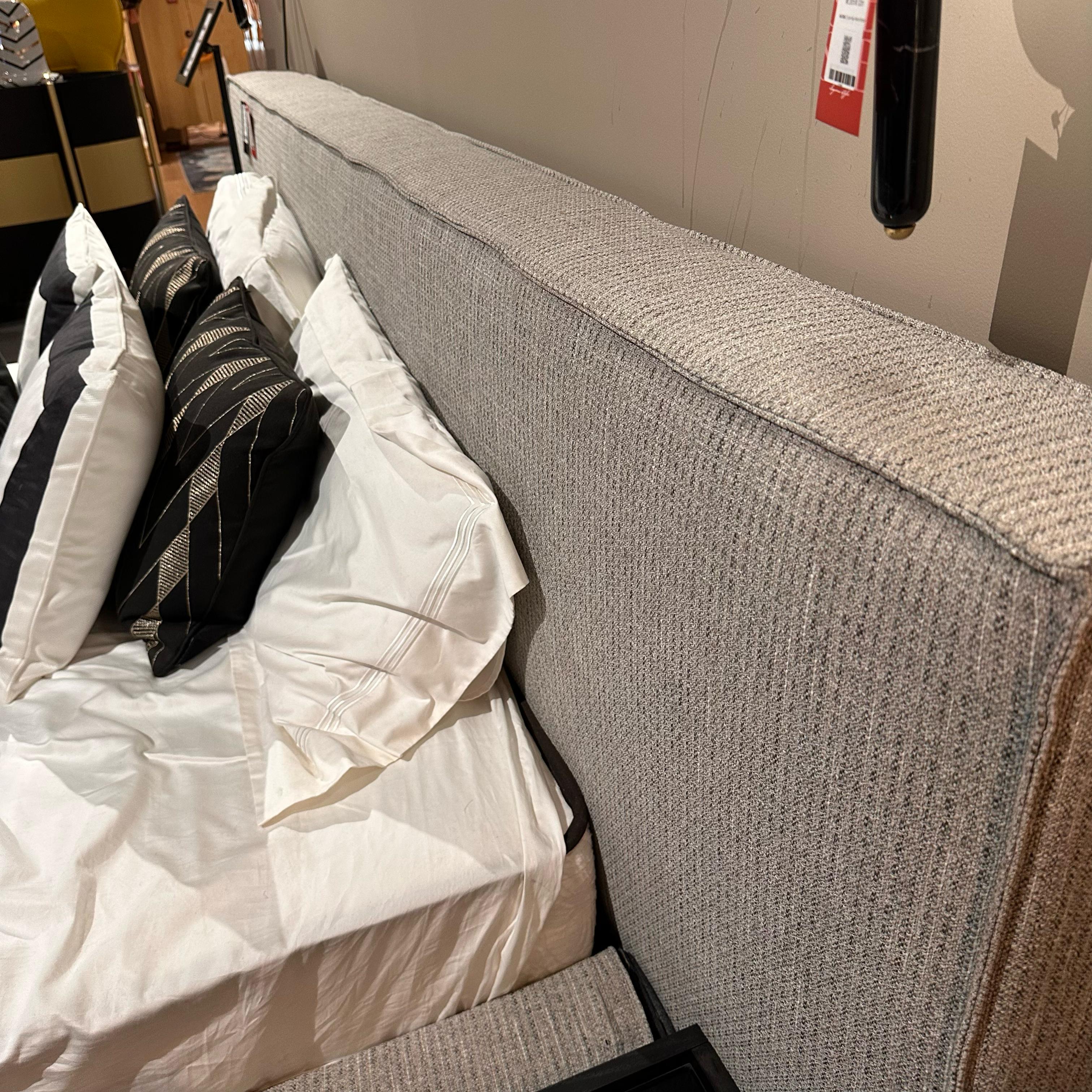 Grey King Bedstead display model by YOL LIVING, showcasing the sturdy frame and elegant design of the YLCG-KBS-YAS bedstead.