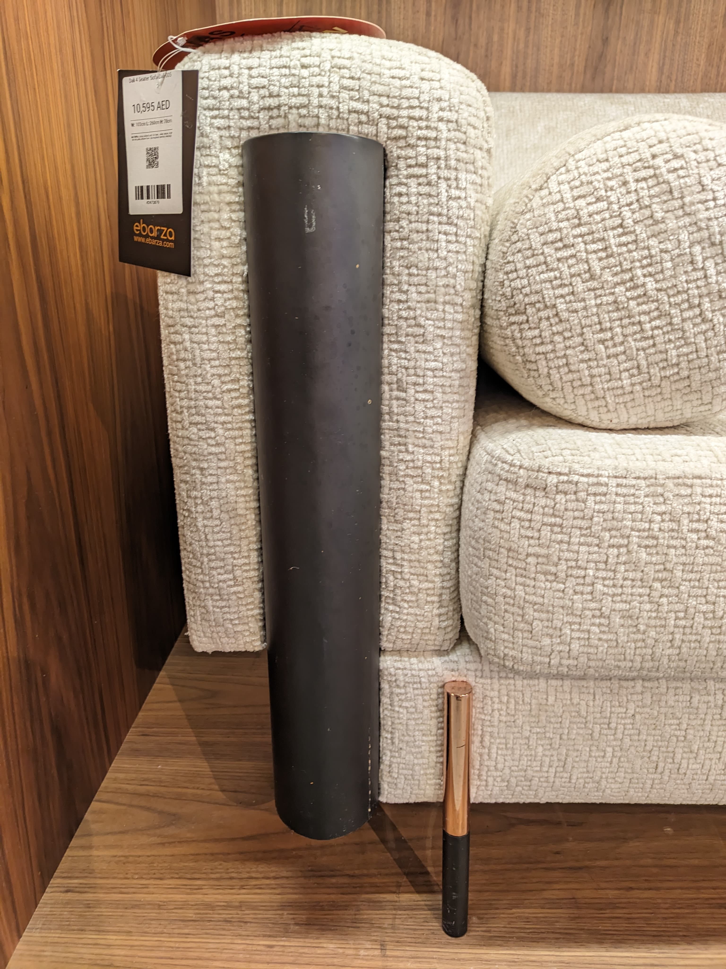 Loda Furniture Dali 4 Seater Sofa display item in a modern living room setting with plush fabric upholstery and sleek design.