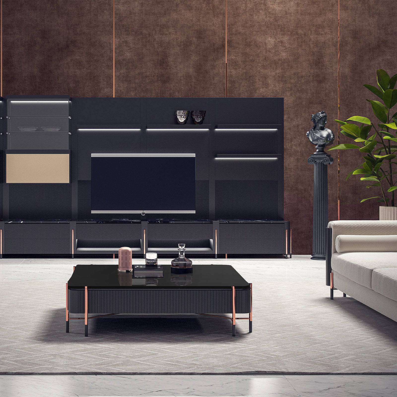 Display item showing the Dali Center Table with glass top by LODA FURNITURE, featuring a sleek modern design and clear glass surface.