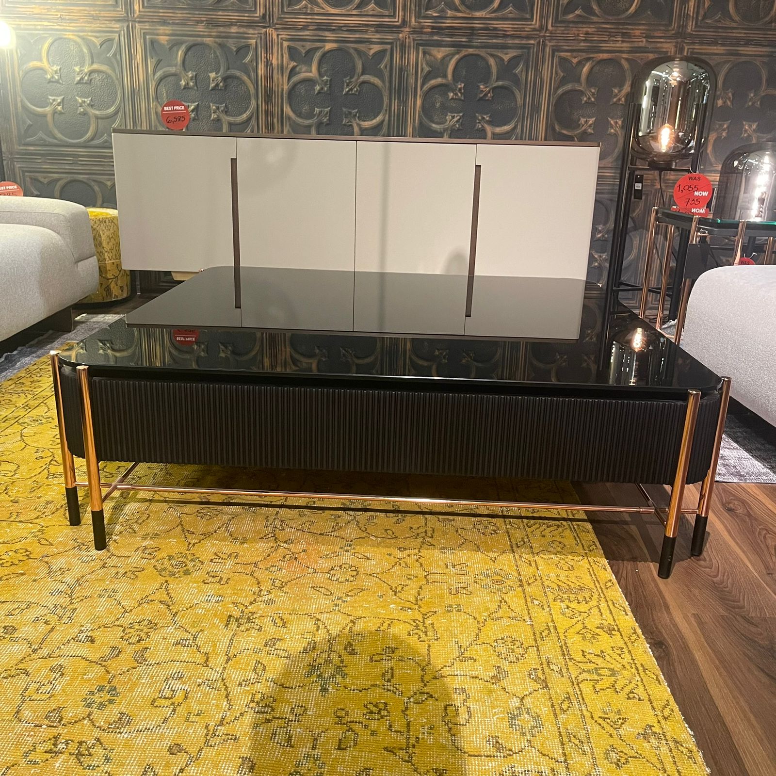 Dali Center Table with glass top by LODA FURNITURE, modern display item featuring a sleek glass surface and stylish design.