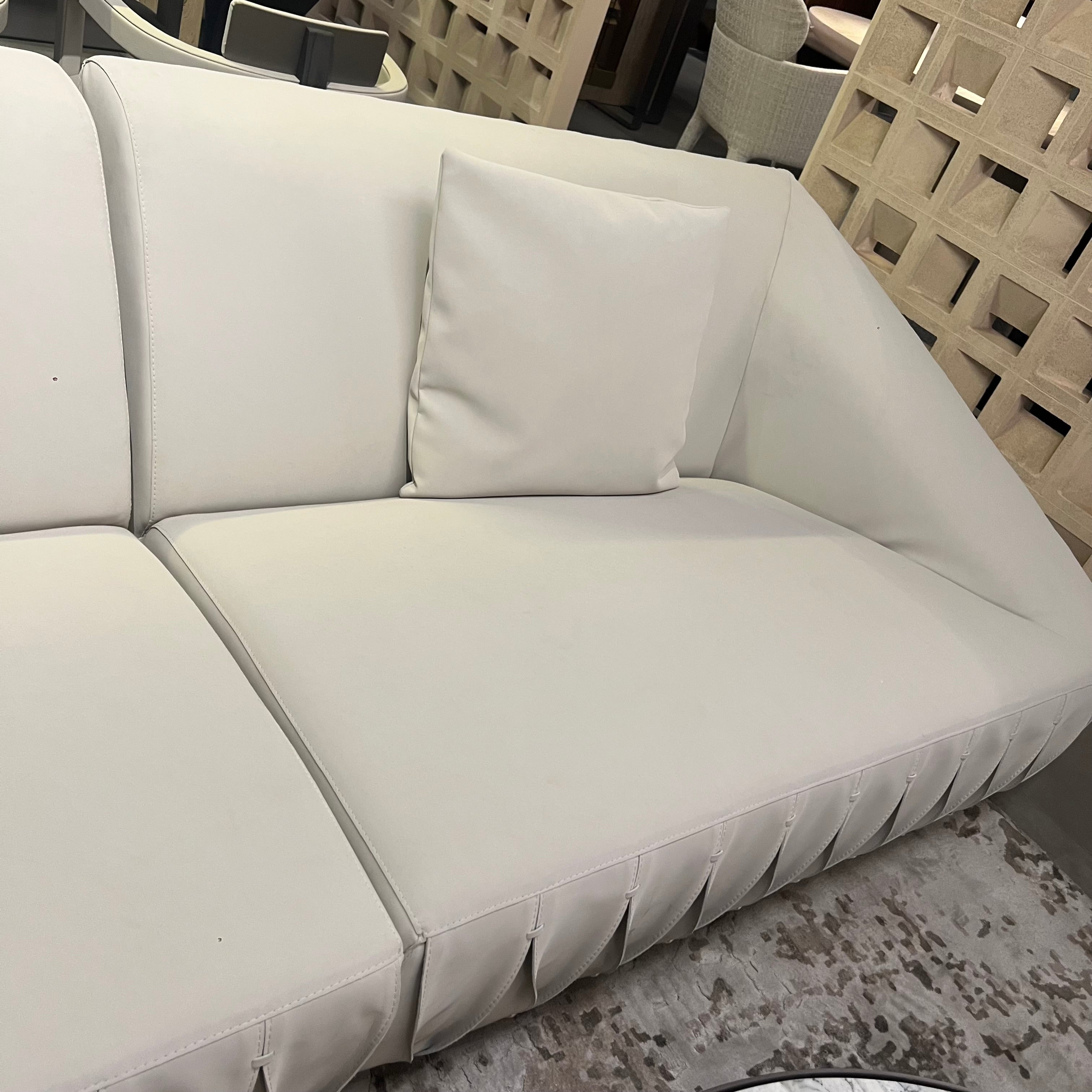 Display Item - Desert Leather Biege Sofa AMBO-S80160-Nakheel -  DISPLAY ITEM - ebarza Furniture UAE | Shop Modern Furniture in Abu Dhabi & Dubai - مفروشات ايبازرا في الامارات | تسوق اثاث عصري وديكورات مميزة في دبي وابوظبي
