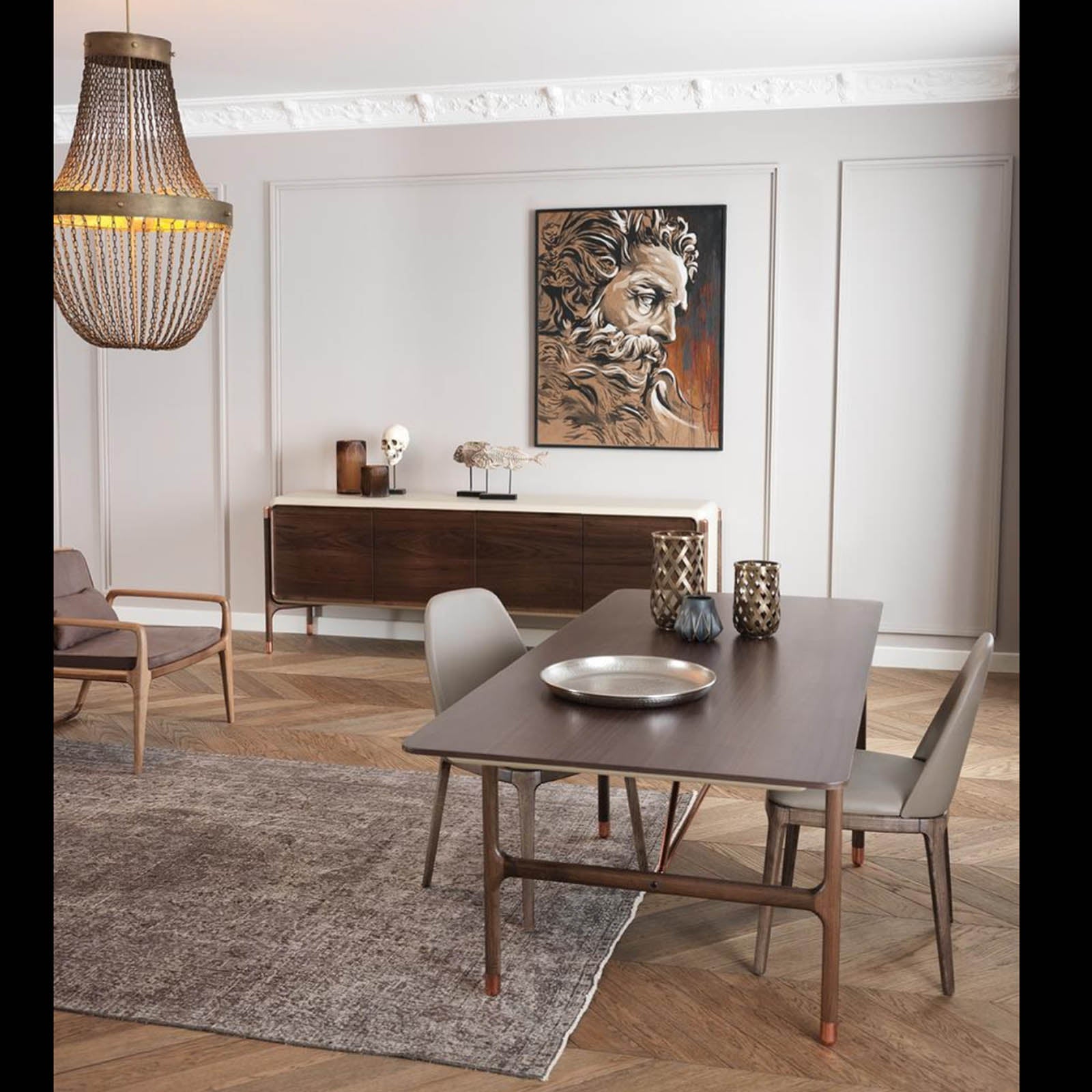 Display of the HOMAGE KOLTUK Diamond Side-board with sleek design and diamond-patterned surface in a modern style.