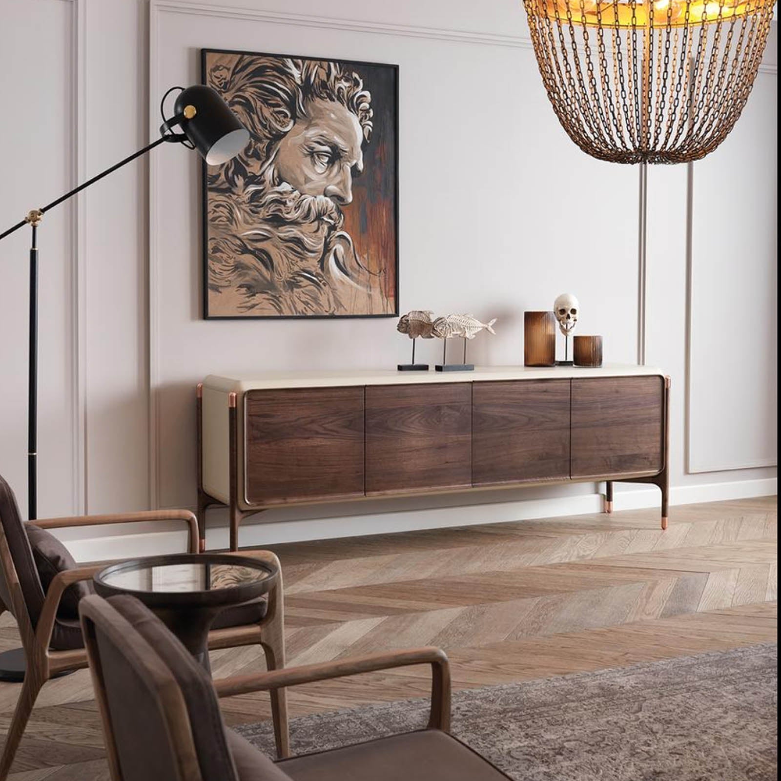HOMAGE KOLTUK Diamond Side-board display item with sleek design and storage compartments, showcasing modern furniture craftsmanship.