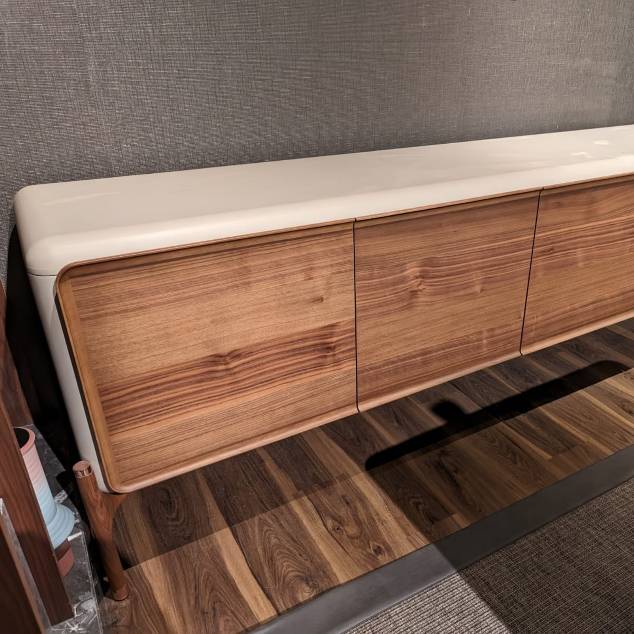 Display image of a diamond-style sideboard by HOMAGE KOLTUK, showcasing its modern design and sleek surface finish.