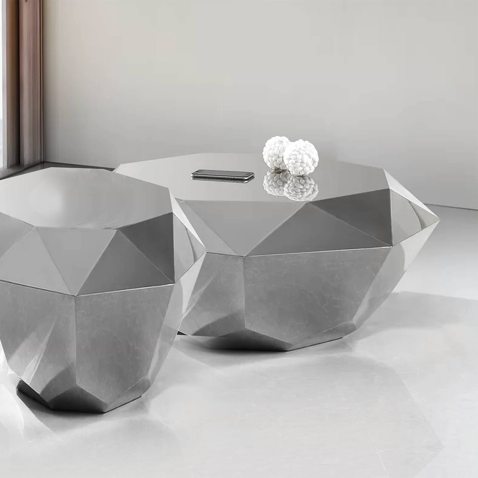 Diamond-shaped side table by Beacon, model TG-24-C Nakheel, featuring a sleek display design with a modern look.