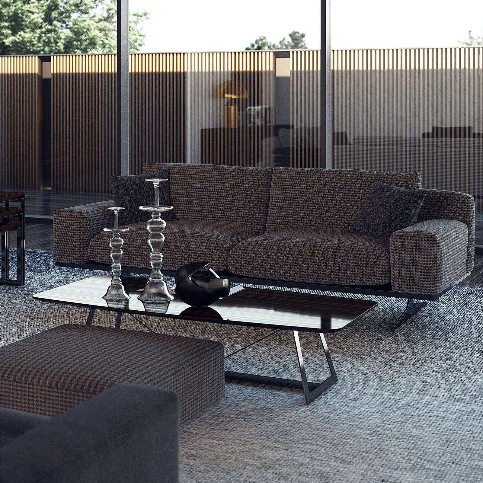 Elegant Nakheel armchair display model by Nills Furniture Design, plush upholstery, curved armrests, modern style.