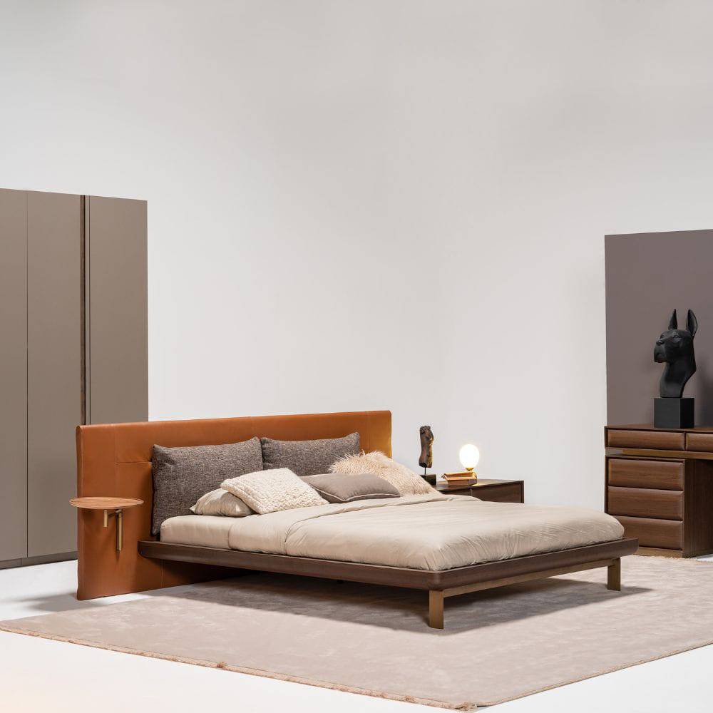HOMAGE KOLTUK Era King Size Bedstead in neutral fabric with a modern design, shown in a stylish bedroom setting