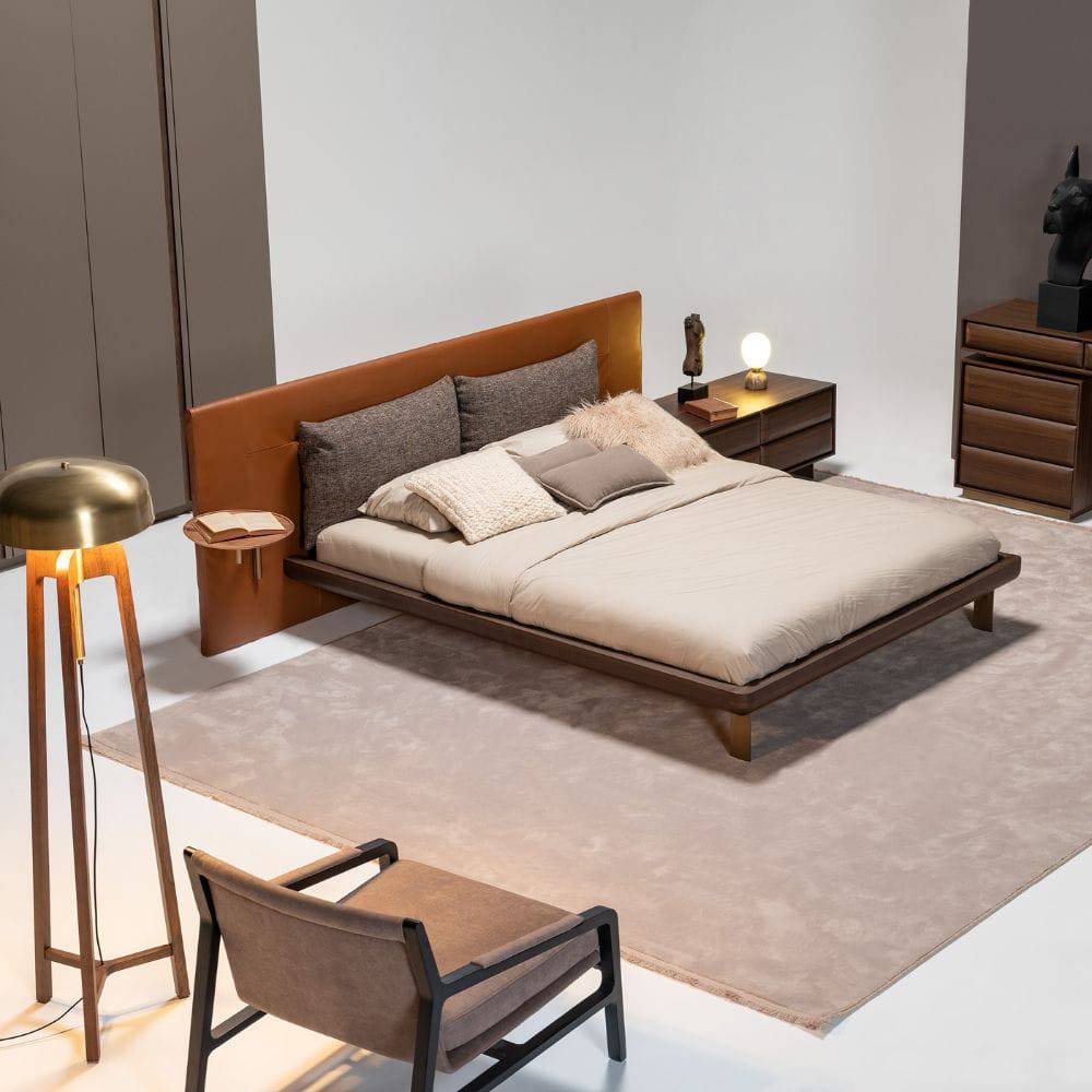 HOMAGE KOLTUK Era King Size Bedstead with sleek wooden frame and modern design, shown in a well-lit bedroom setting.