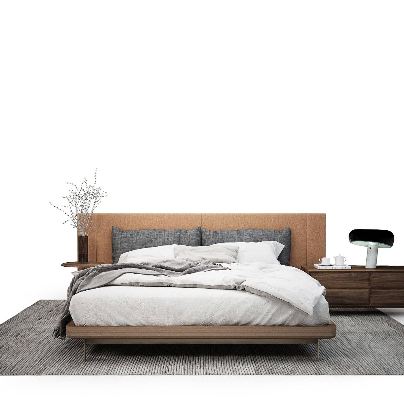 King size Era-Bedstead by HOMAGE KOLTUK featuring a modern wooden frame with a sleek design and neutral finish.