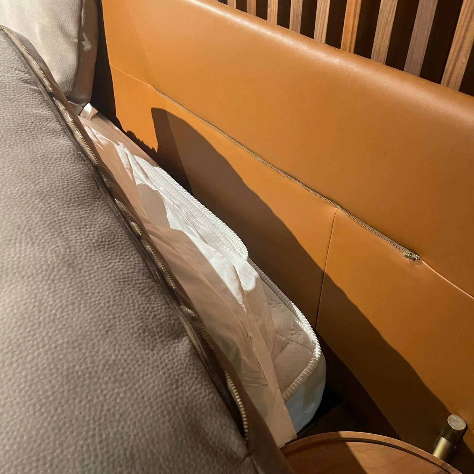 Display of the Era King Size Bedstead by HOMAGE KOLTUK, showcasing the bed's elegant frame and design details.