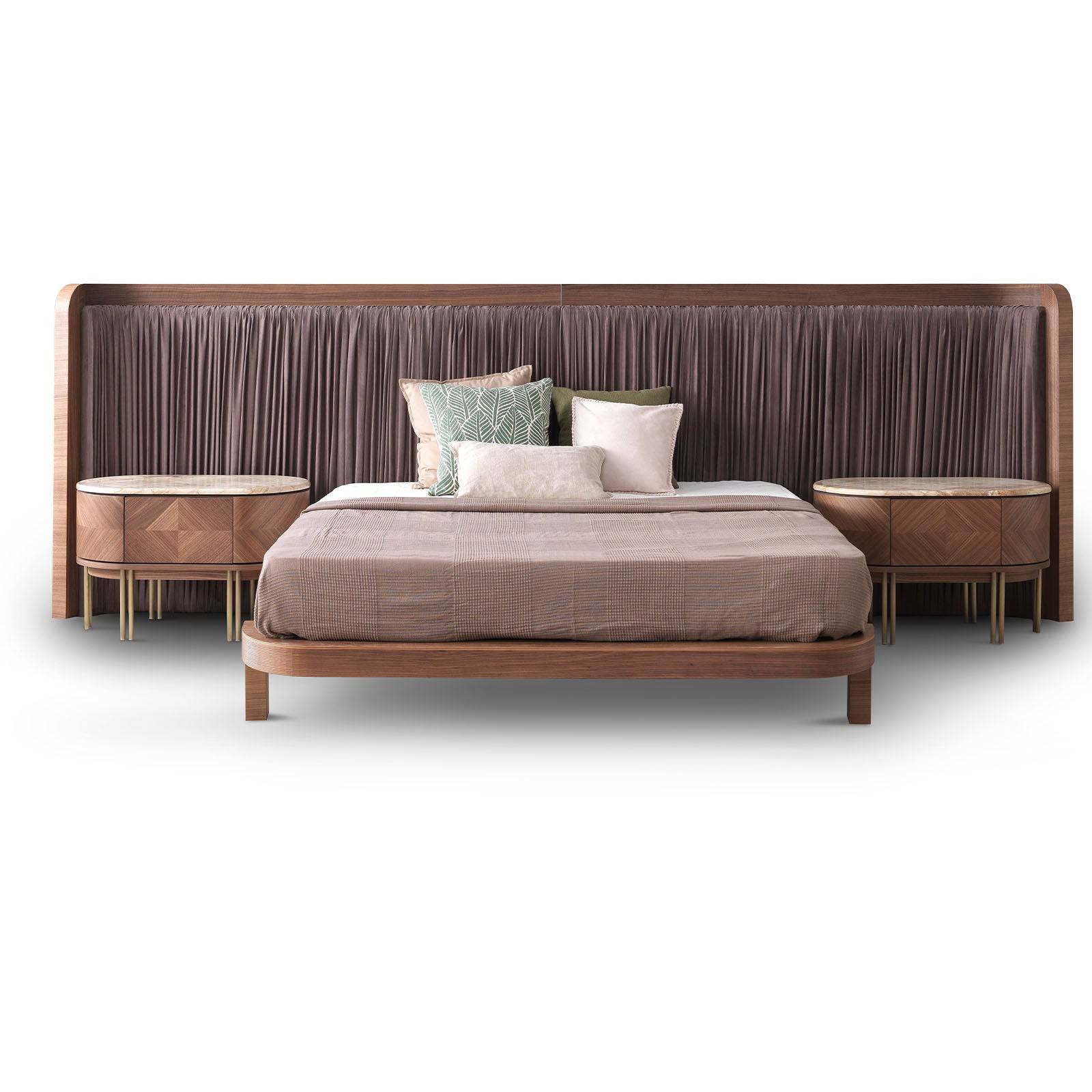 Display of Eva King Size Bedstead by LODA Furniture featuring a modern Nakheel design with wooden finish.