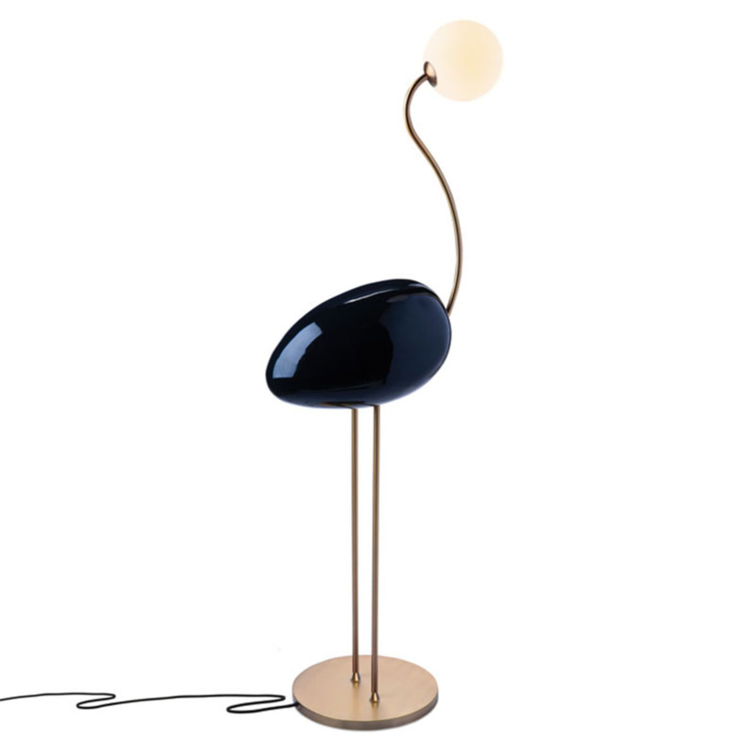 Black Flamingo Floor Lamp by BEACON, modern decorative floor lamp with sleek black finish and unique flamingo design.