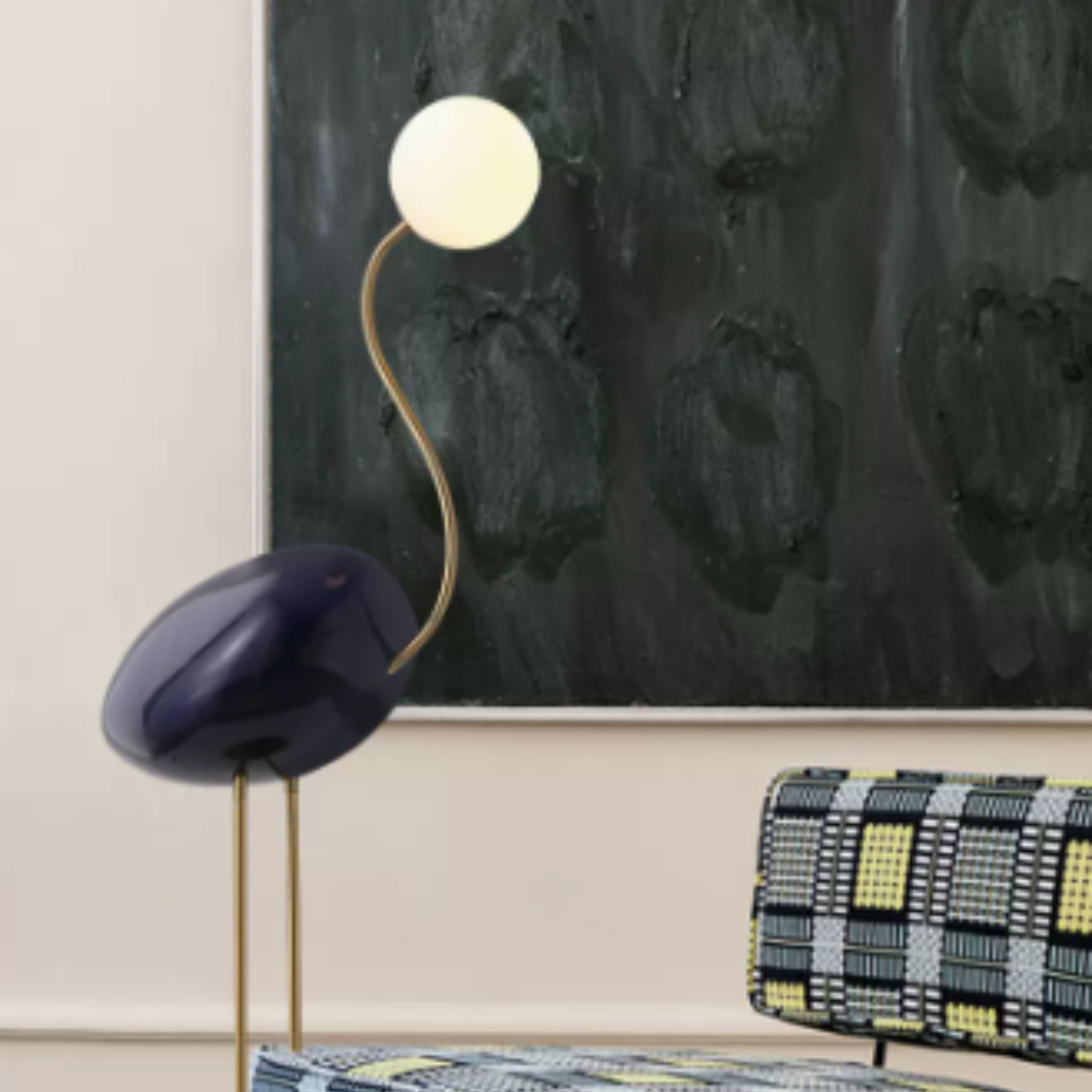 Black Flamingo Floor Lamp by BEACON, modern decorative floor lamp with a sleek flamingo design for stylish lighting.