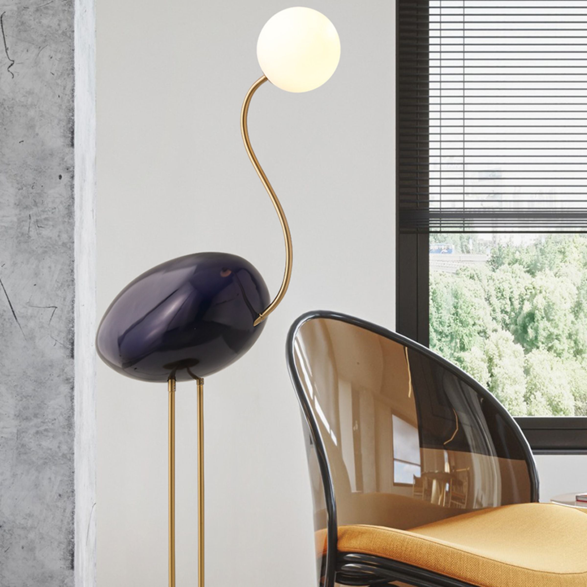 Black Flamingo Floor Lamp by BEACON, modern standing lamp with a stylish flamingo design, perfect for contemporary interiors.