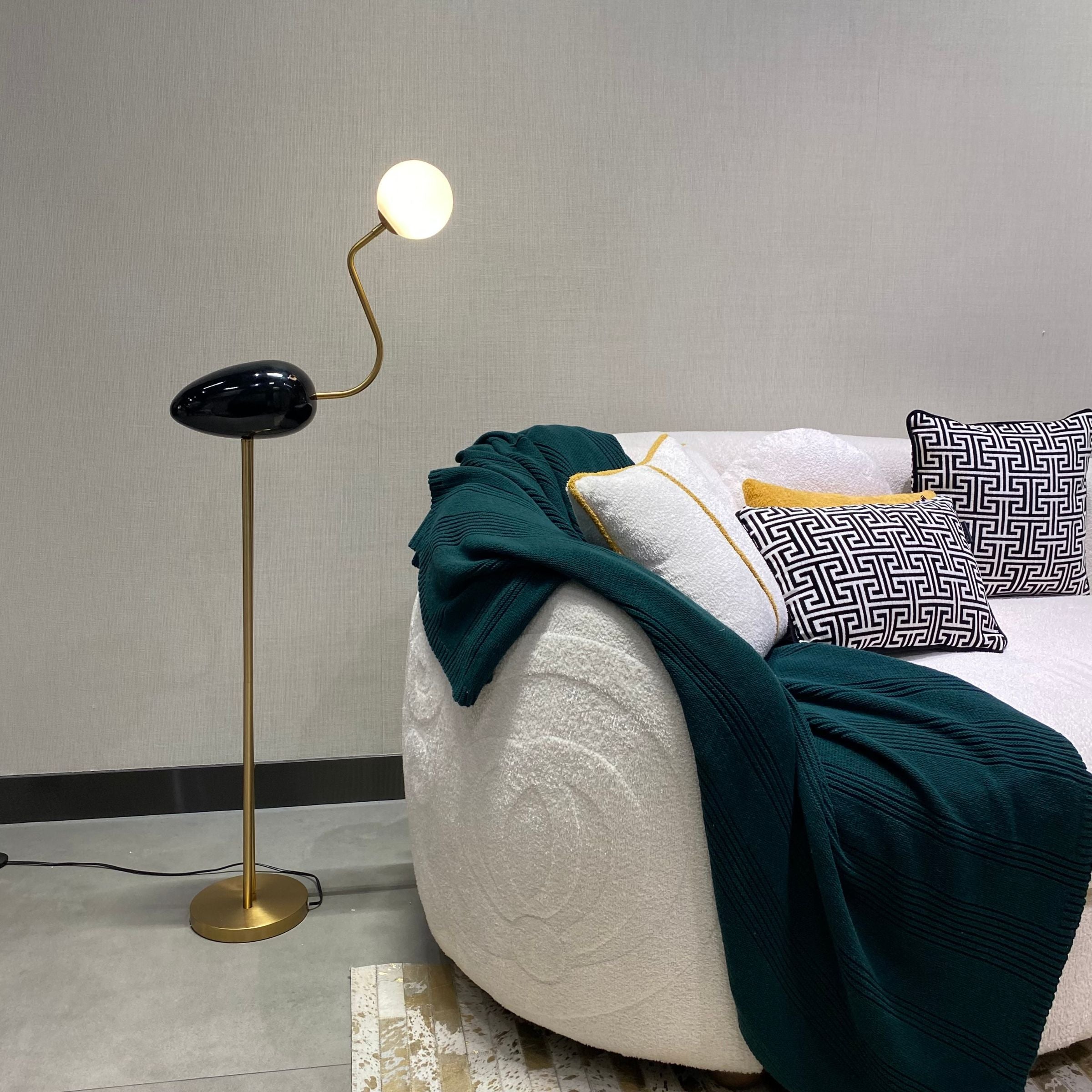 Black Flamingo Floor Lamp by BEACON, modern sculpture-style floor lamp with a sleek black finish and artistic flamingo design.