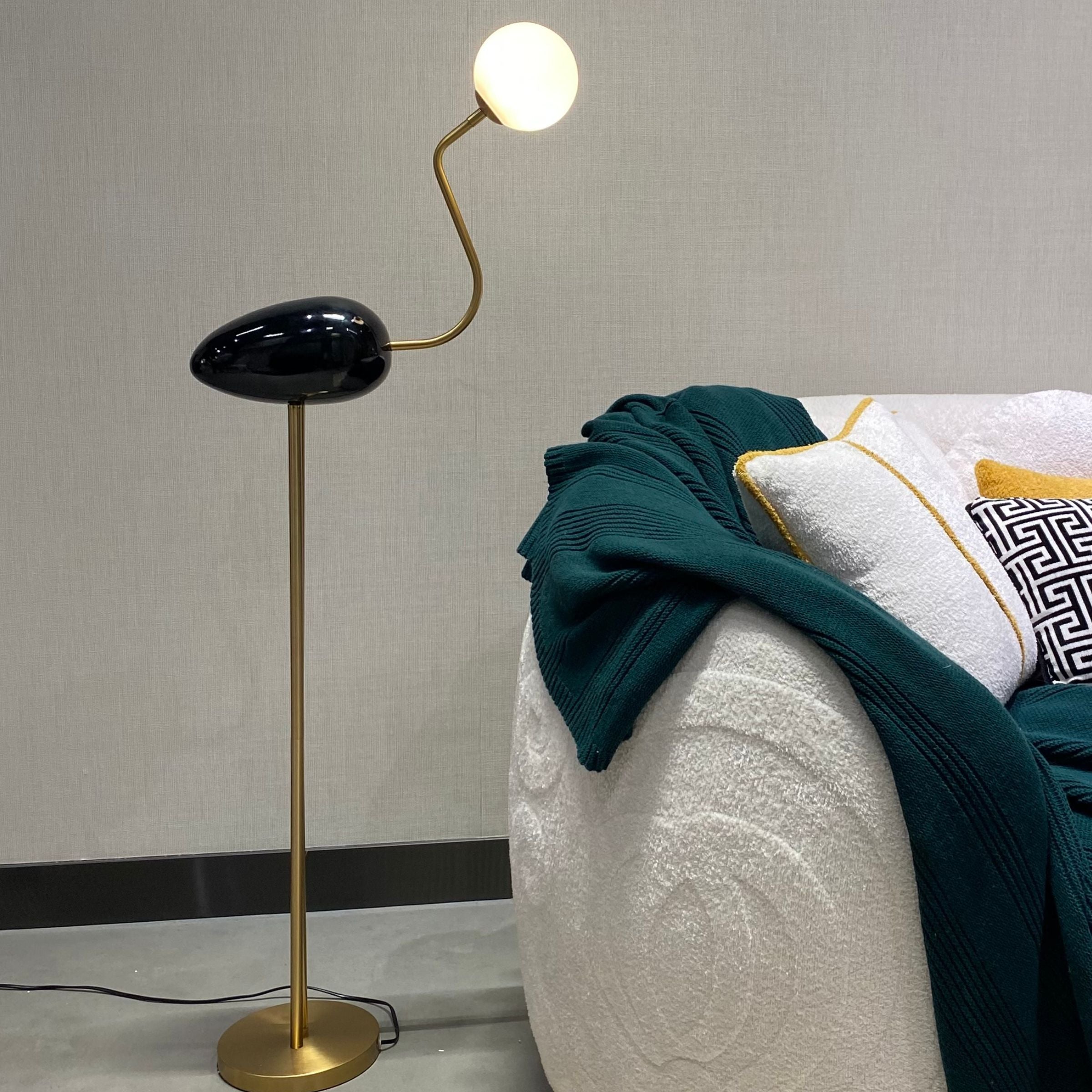Black Flamingo Floor Lamp by BEACON, modern floor lamp with a sleek flamingo design, perfect for stylish home lighting.