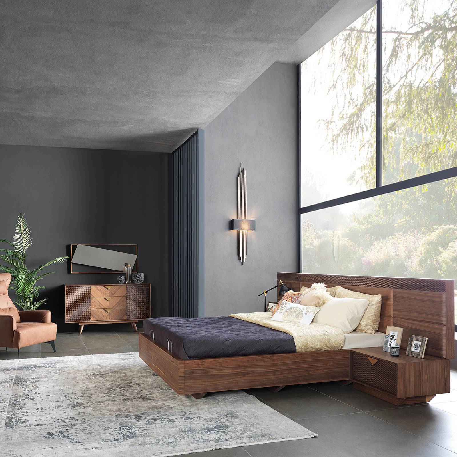 YOL LIVING Florya dresser with integrated mirror, modern wooden furniture piece with sleek design for bedroom storage and decor.
